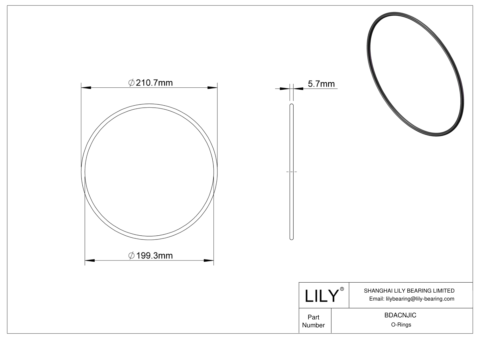 BDACNJIC Oil Resistant O-Rings Round cad drawing