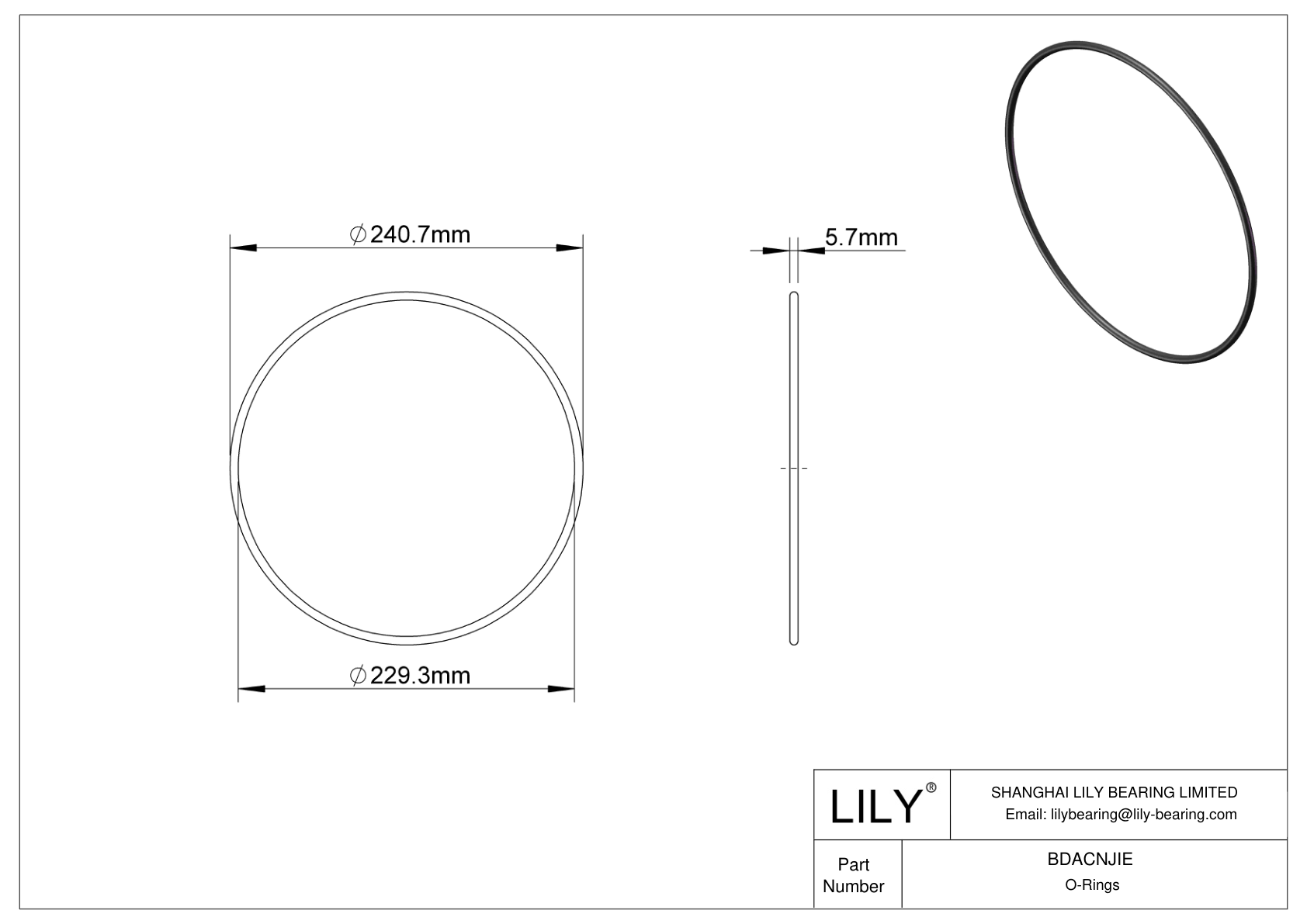 BDACNJIE Oil Resistant O-Rings Round cad drawing