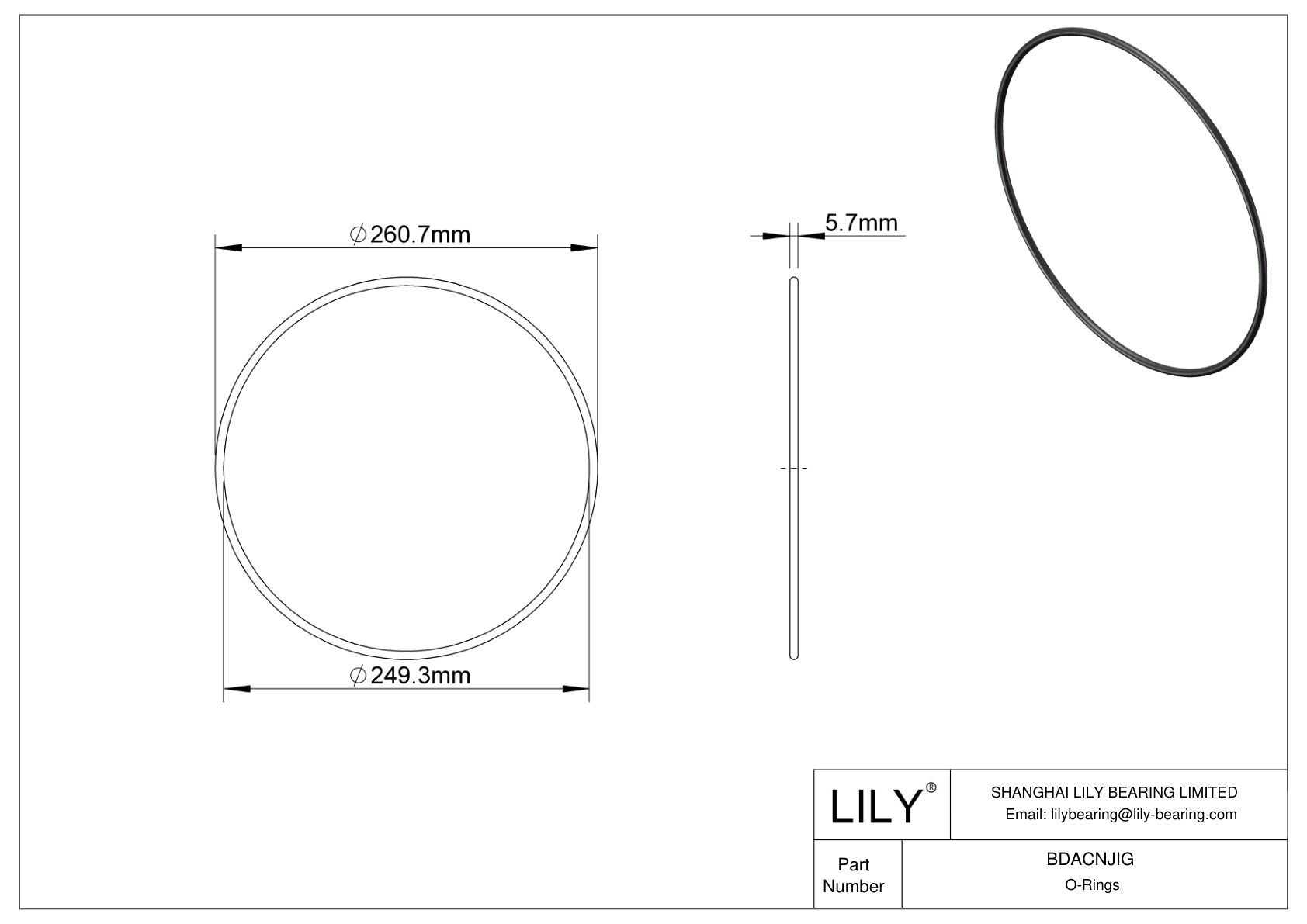 BDACNJIG Oil Resistant O-Rings Round cad drawing