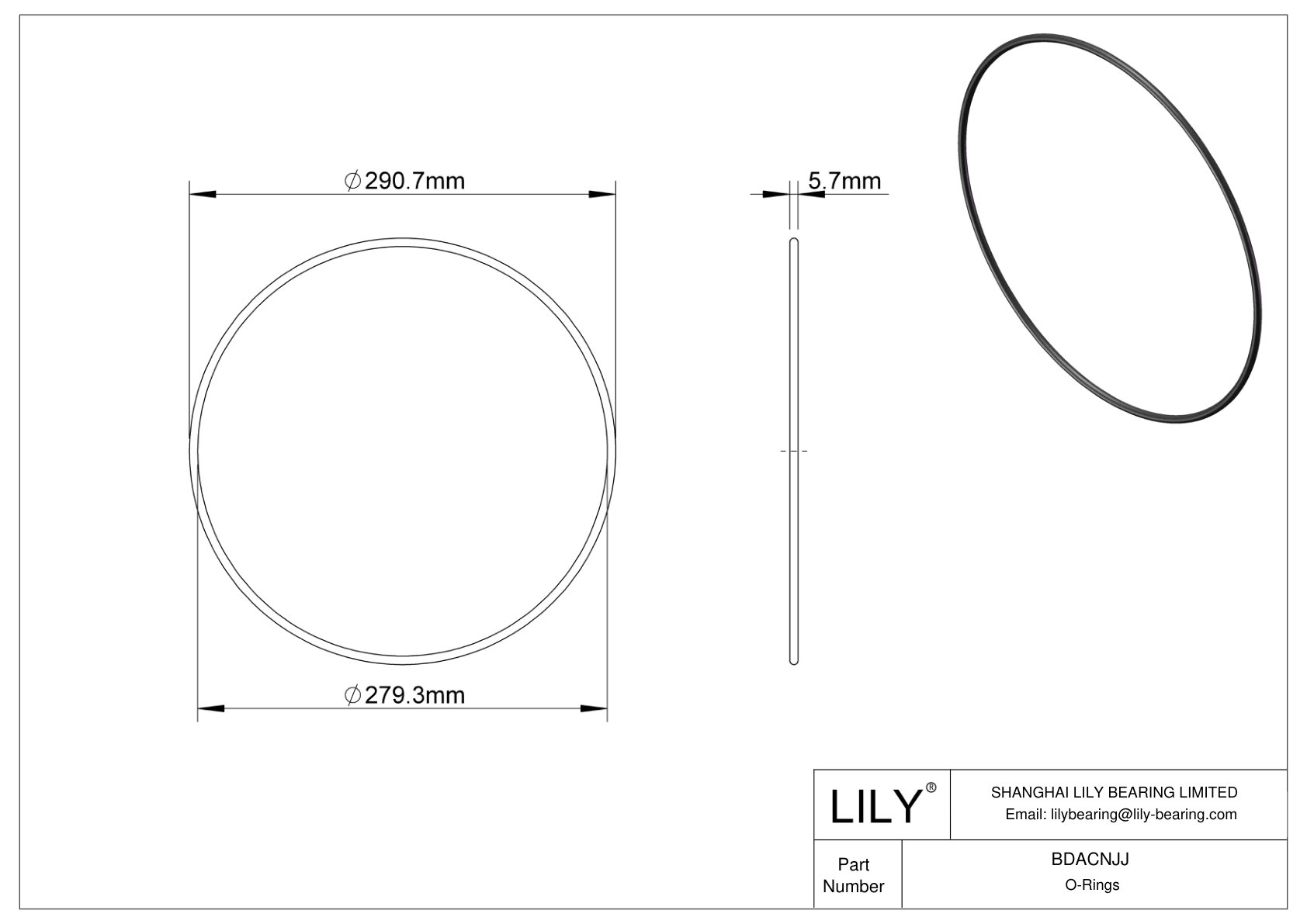 BDACNJJ Oil Resistant O-Rings Round cad drawing