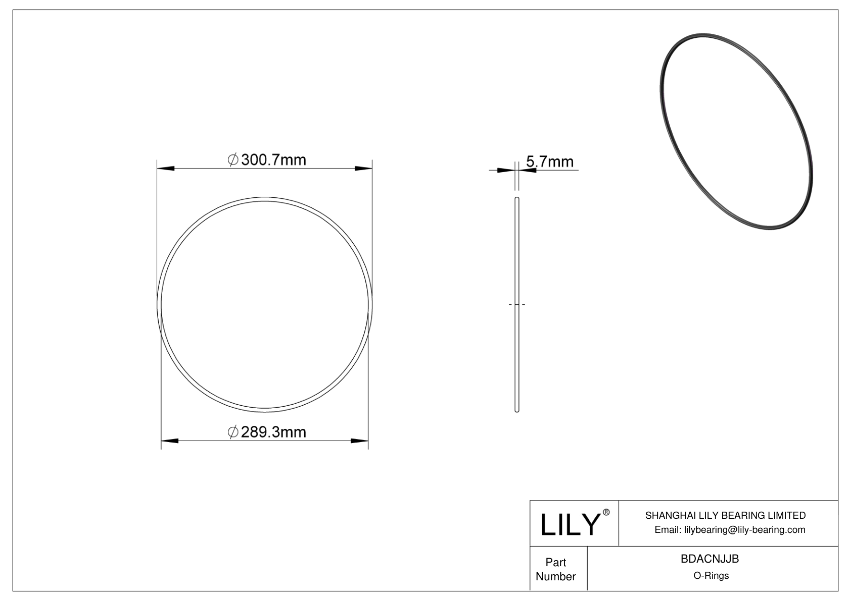 BDACNJJB Oil Resistant O-Rings Round cad drawing