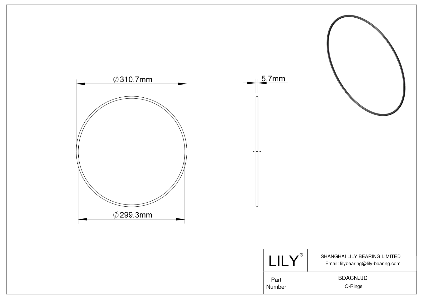 BDACNJJD Oil Resistant O-Rings Round cad drawing