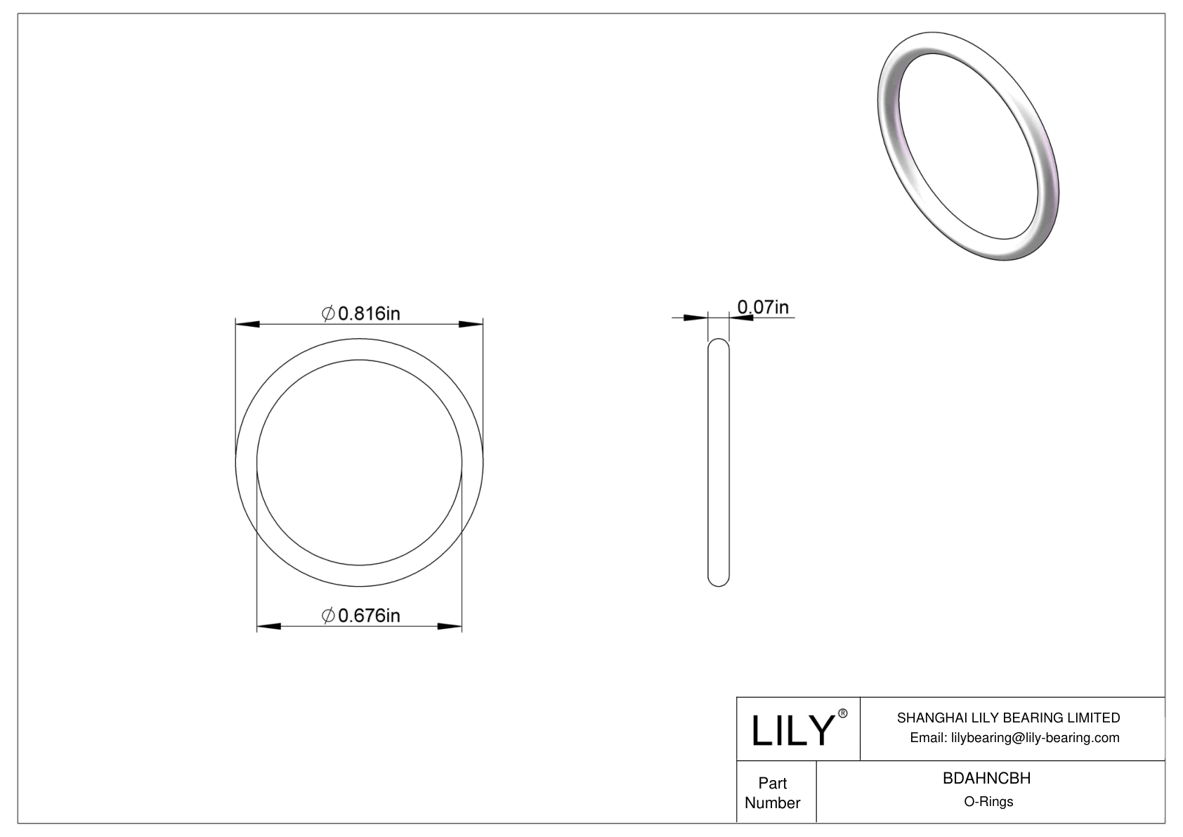 BDAHNCBH Oil Resistant O-Rings Round cad drawing