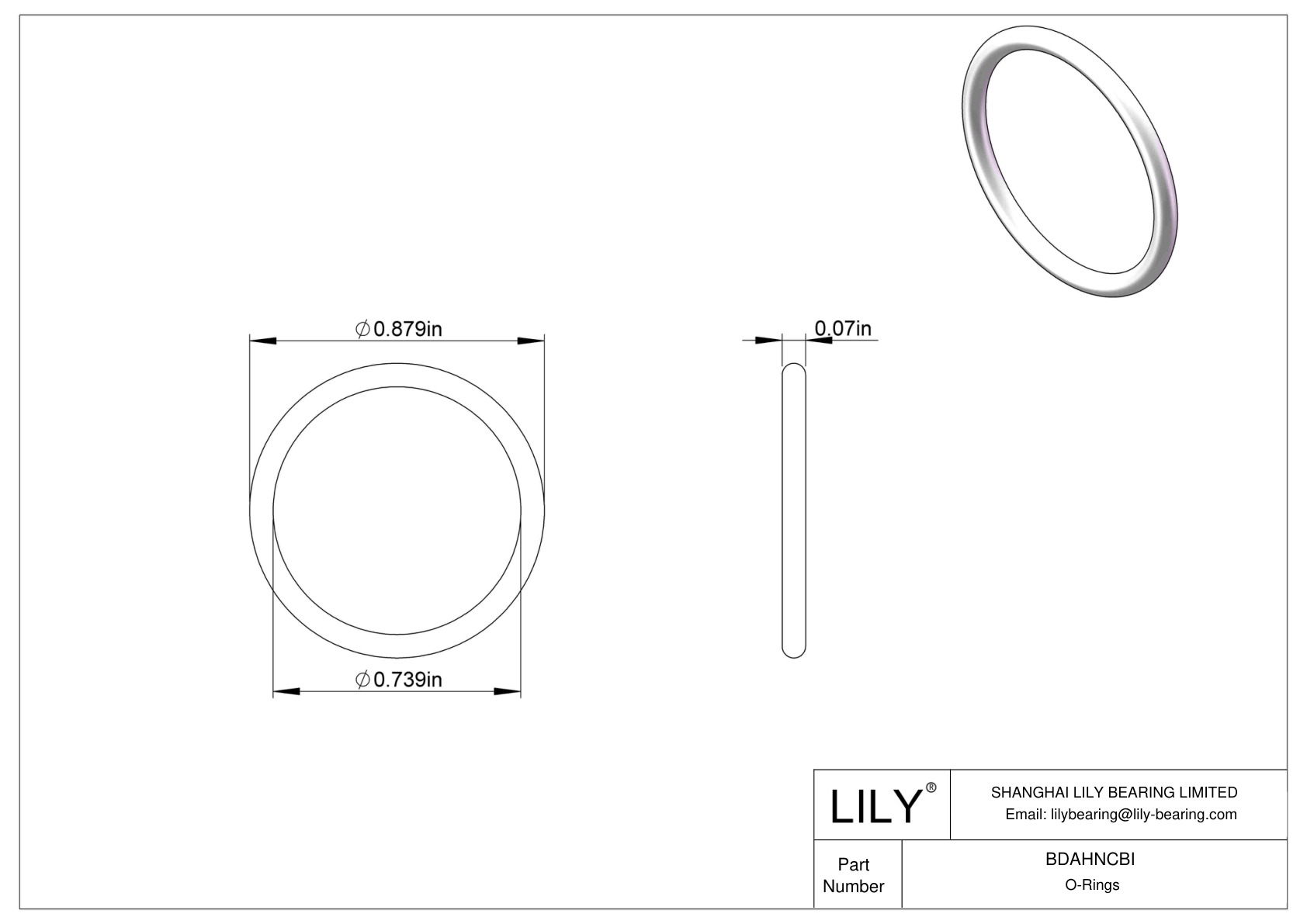 BDAHNCBI Oil Resistant O-Rings Round cad drawing