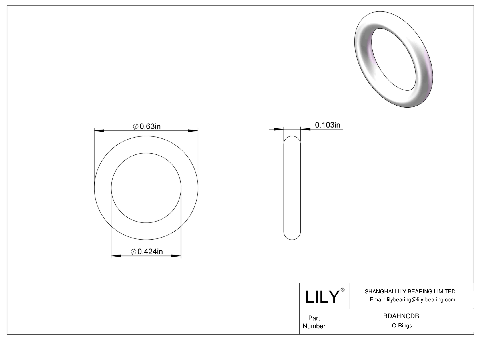 BDAHNCDB Oil Resistant O-Rings Round cad drawing