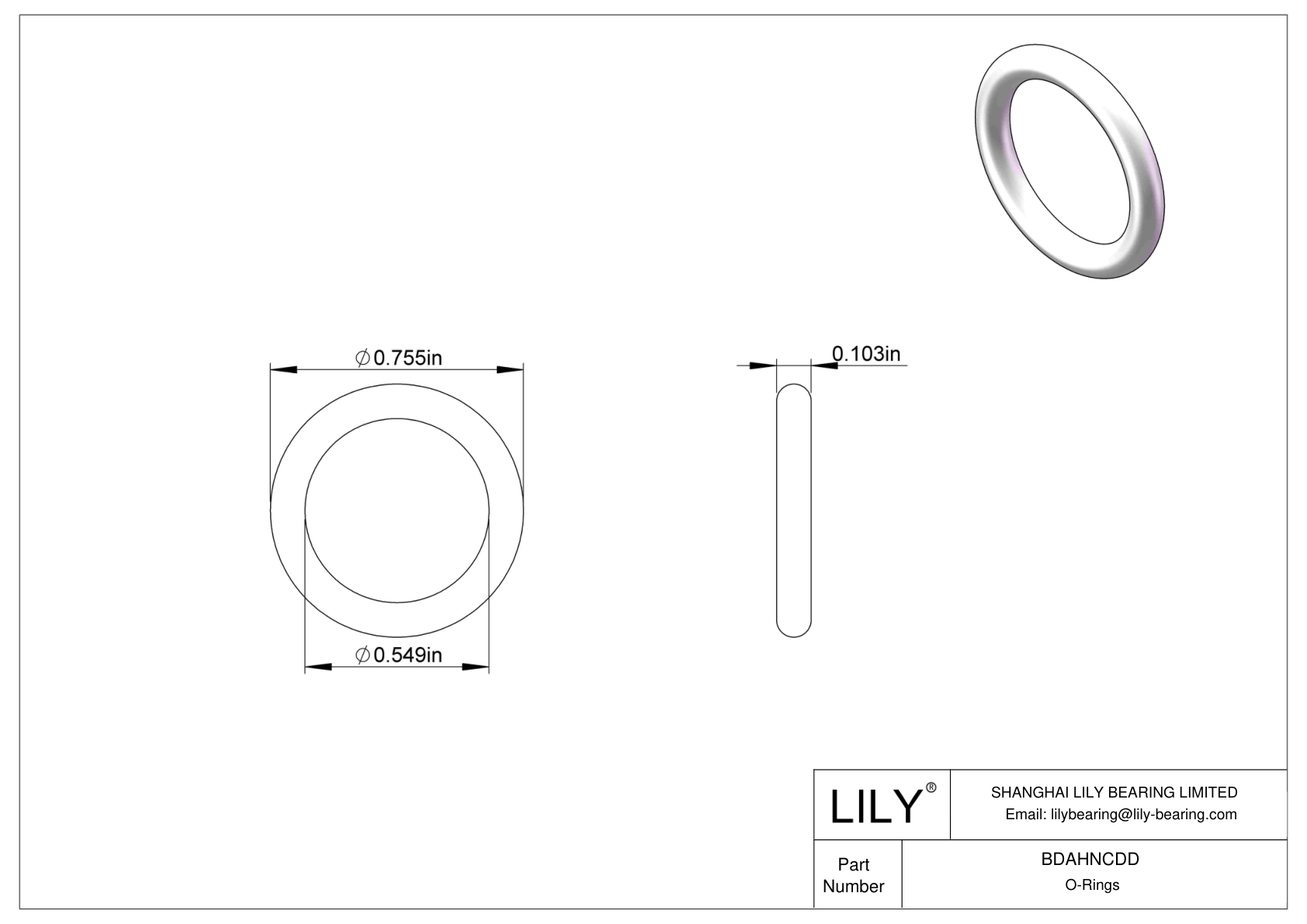 BDAHNCDD Oil Resistant O-Rings Round cad drawing