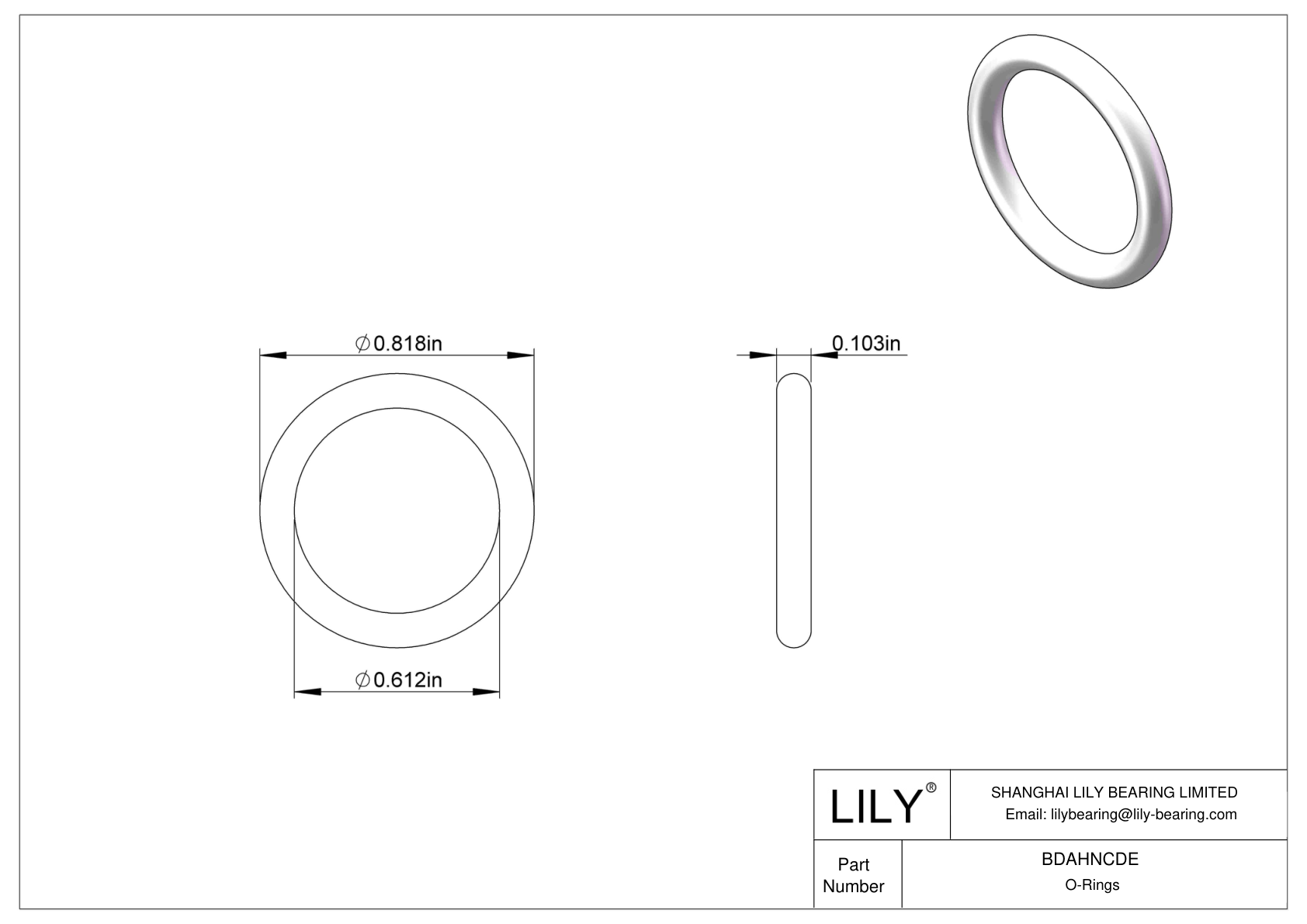 BDAHNCDE Oil Resistant O-Rings Round cad drawing