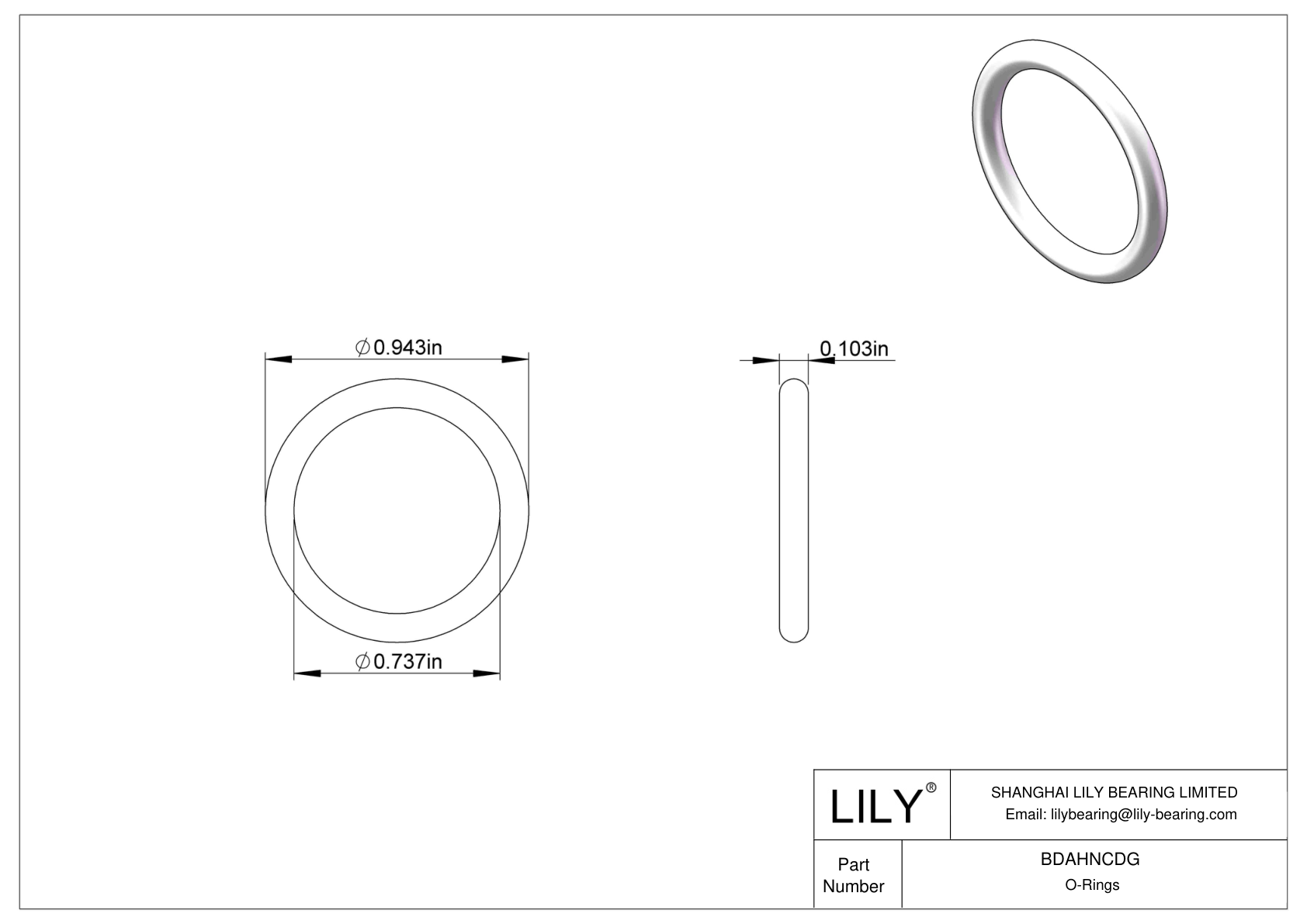 BDAHNCDG Oil Resistant O-Rings Round cad drawing