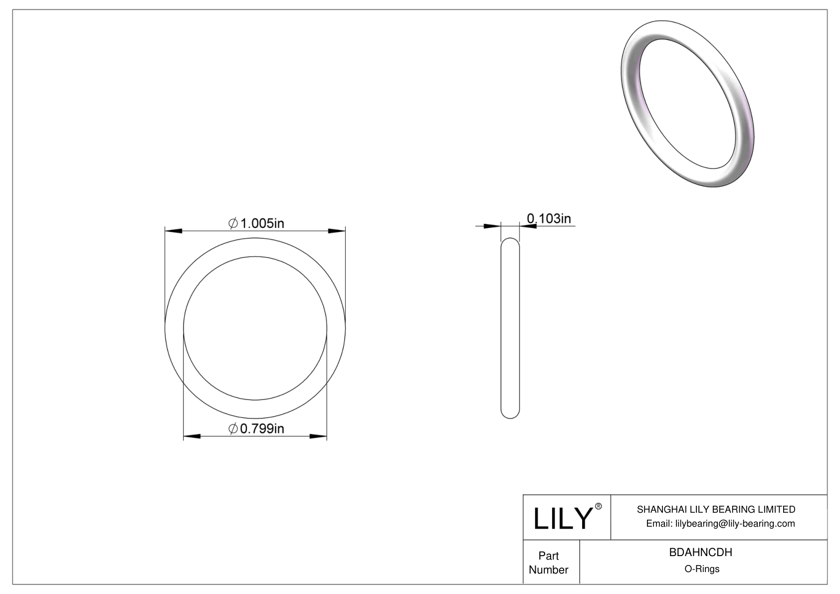 BDAHNCDH Oil Resistant O-Rings Round cad drawing