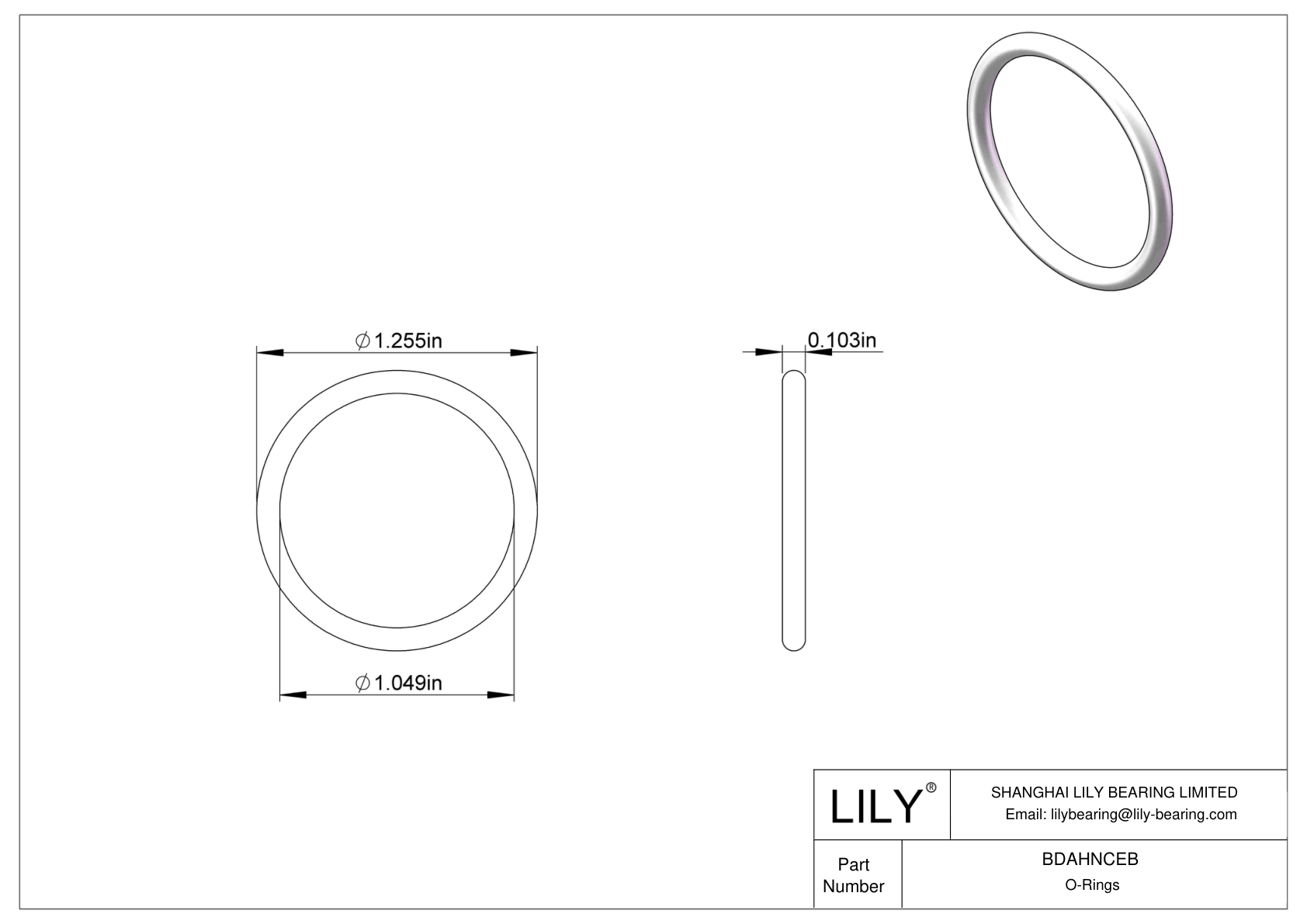 BDAHNCEB Oil Resistant O-Rings Round cad drawing