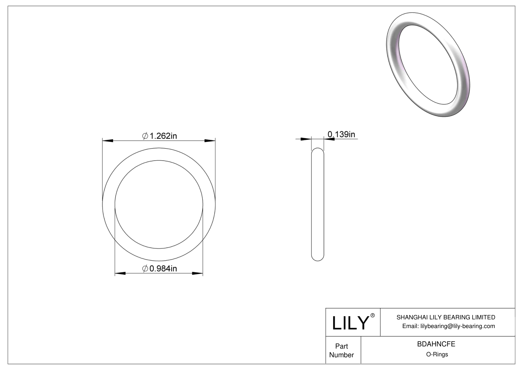 BDAHNCFE Oil Resistant O-Rings Round cad drawing