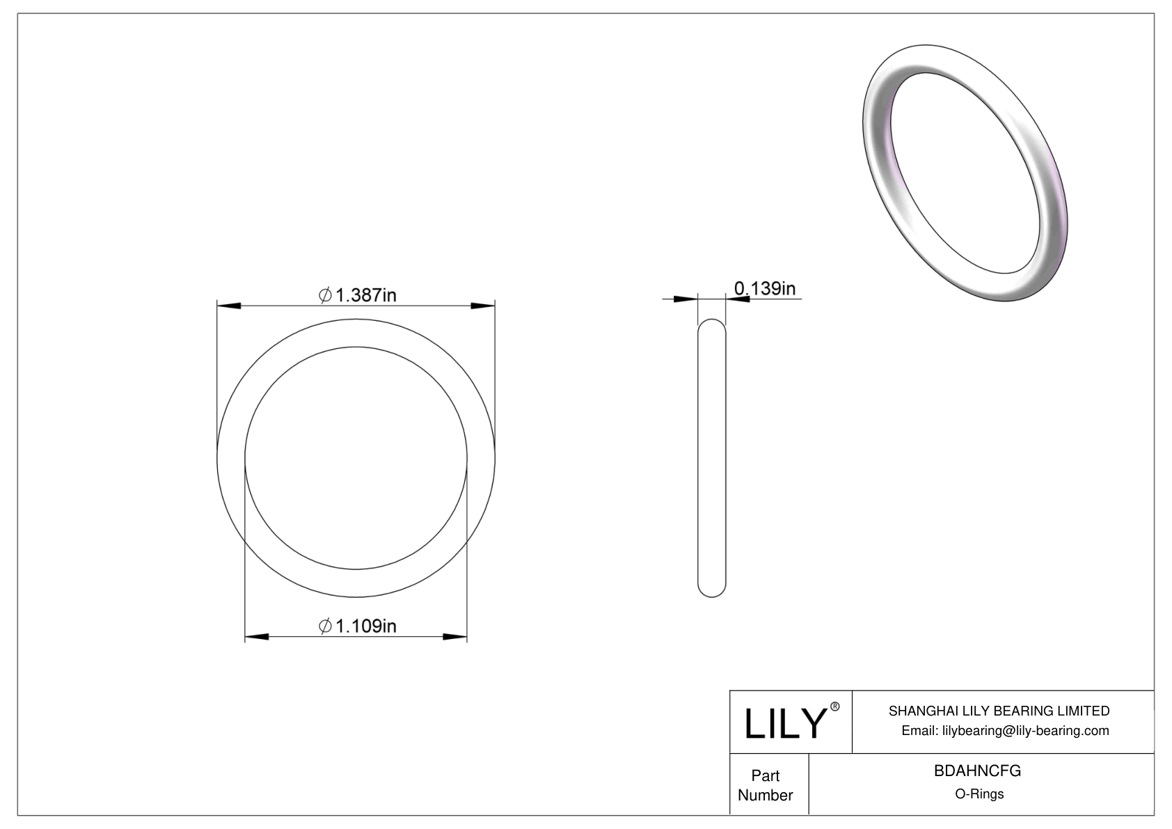 BDAHNCFG Oil Resistant O-Rings Round cad drawing