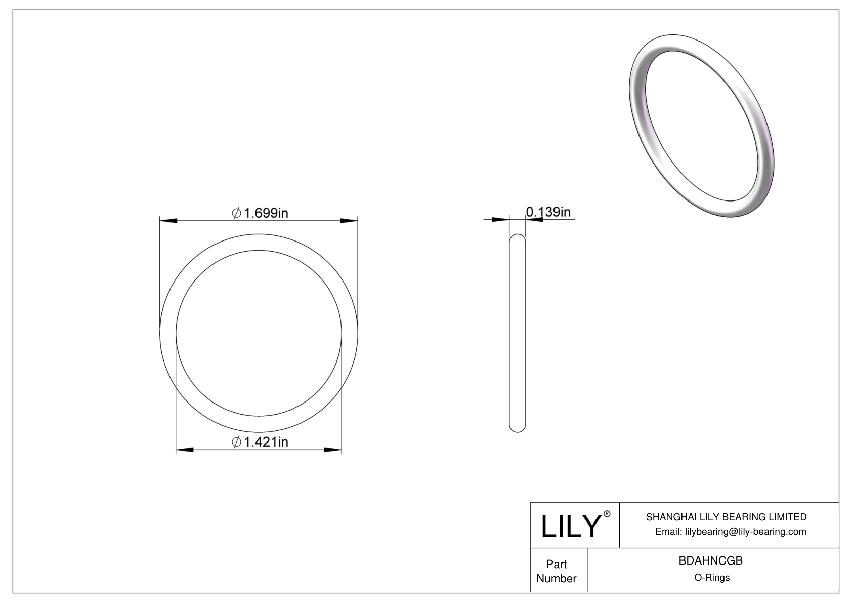 BDAHNCGB Oil Resistant O-Rings Round cad drawing