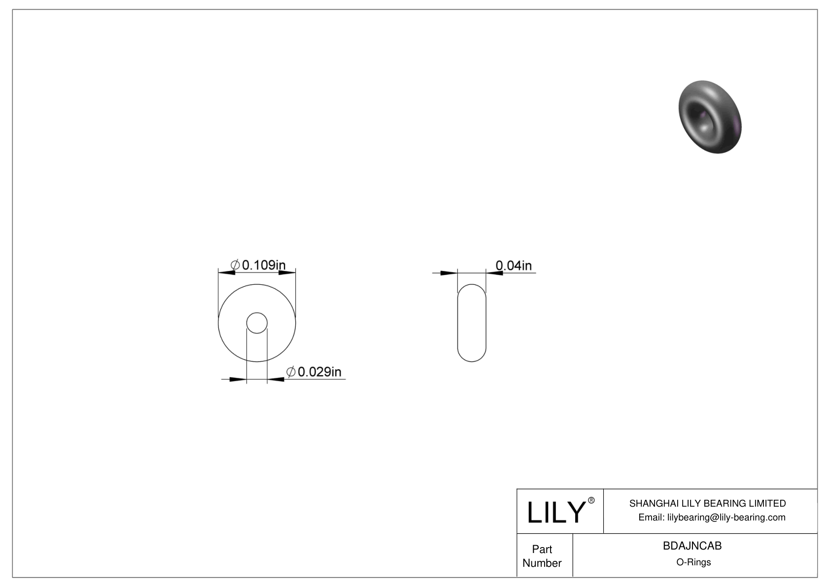 BDAJNCAB 圆形耐化学性 O 形圈 cad drawing