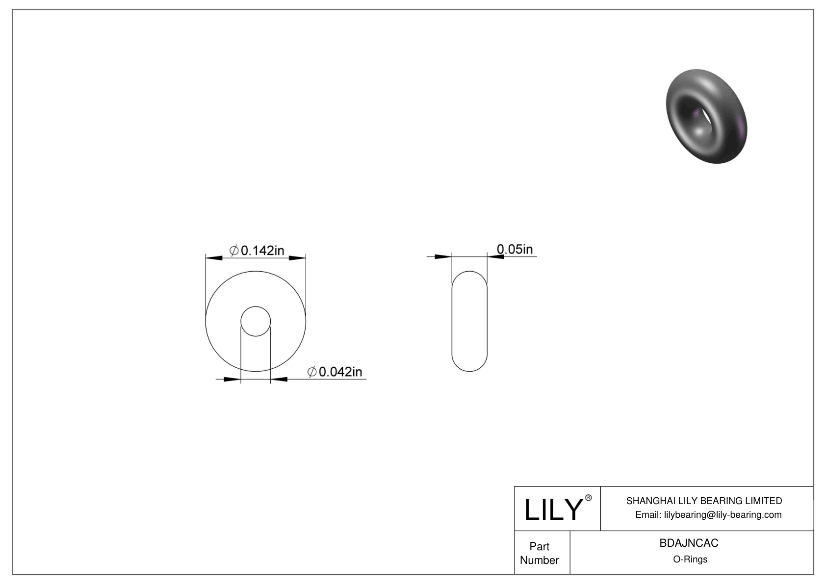 BDAJNCAC Chemical Resistant O-rings Round cad drawing