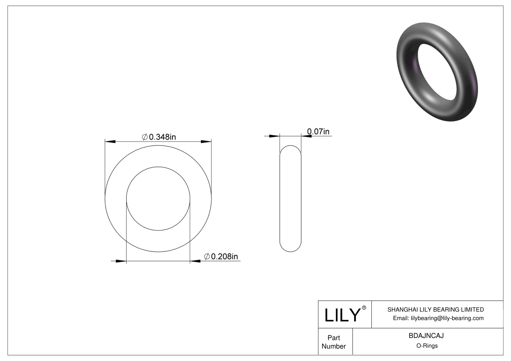 BDAJNCAJ Chemical Resistant O-rings Round cad drawing