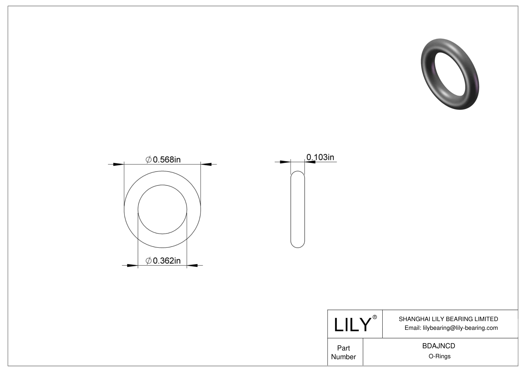 BDAJNCD Chemical Resistant O-rings Round cad drawing