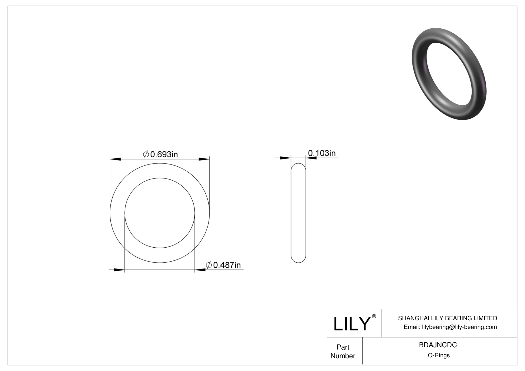 BDAJNCDC Chemical Resistant O-rings Round cad drawing