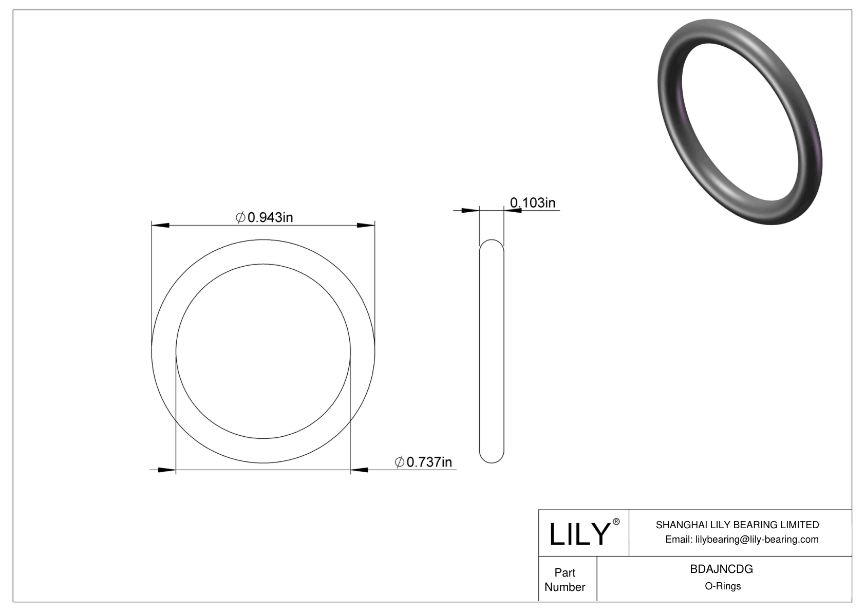 BDAJNCDG Chemical Resistant O-rings Round cad drawing