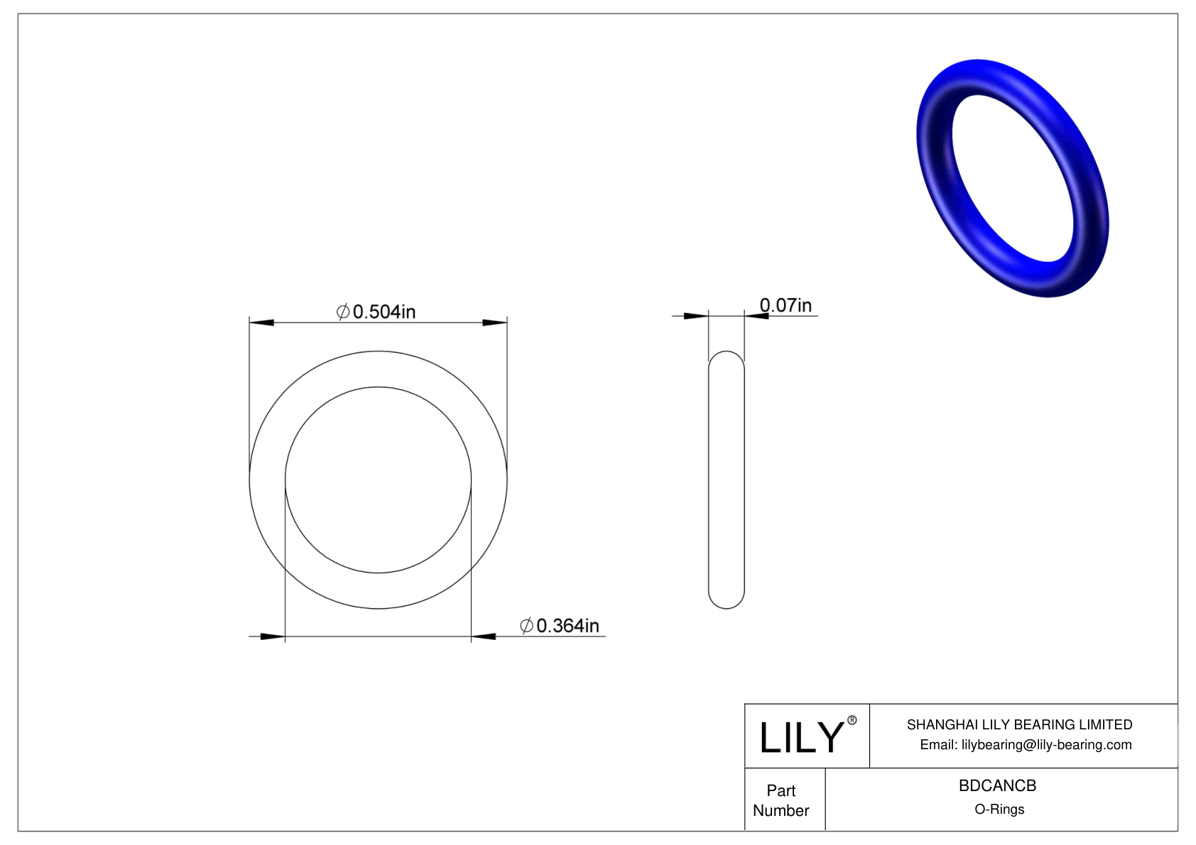 BDCANCB Chemical Resistant O-rings Round cad drawing