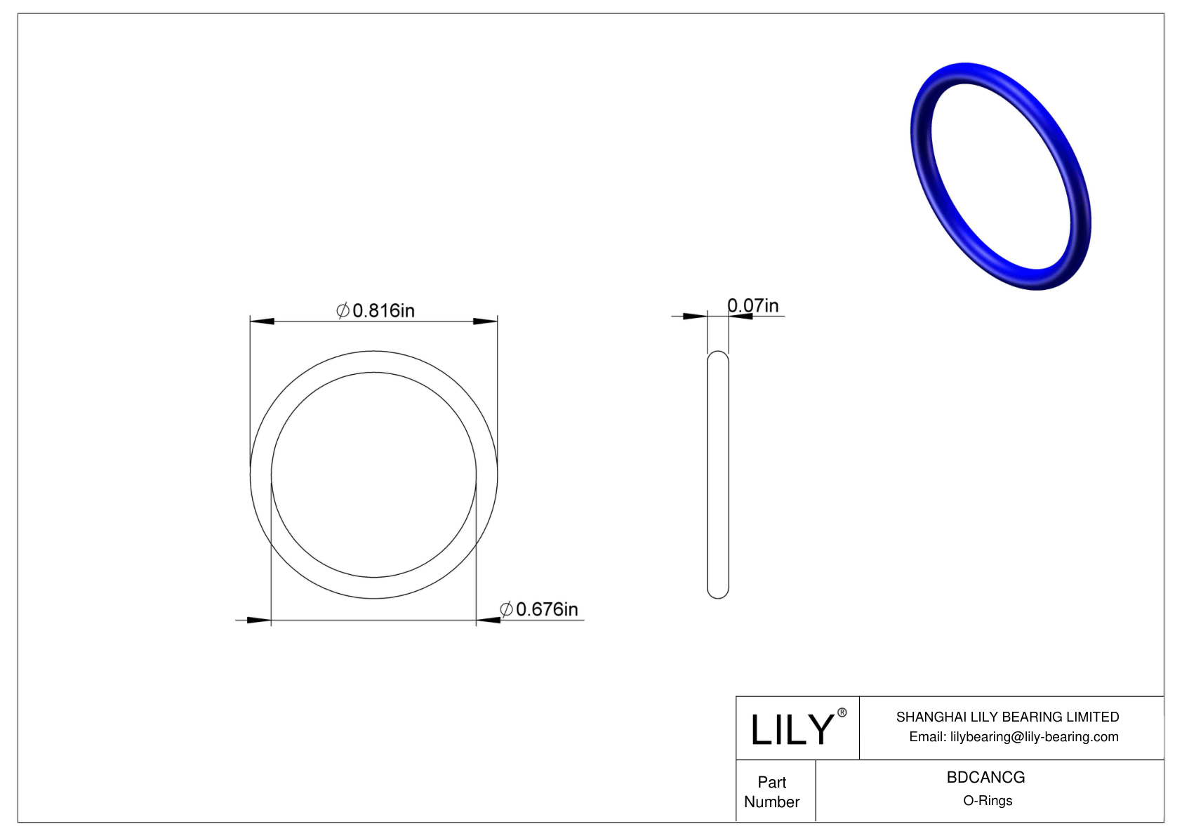 BDCANCG Chemical Resistant O-rings Round cad drawing