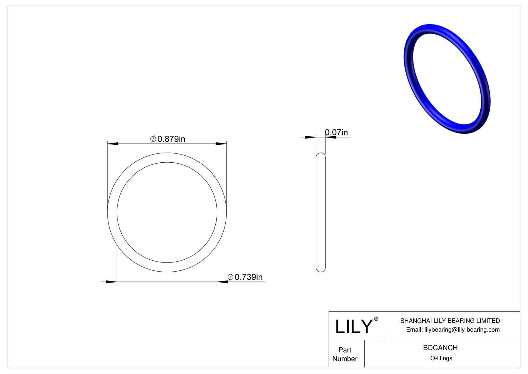 BDCANCH Chemical Resistant O-rings Round cad drawing