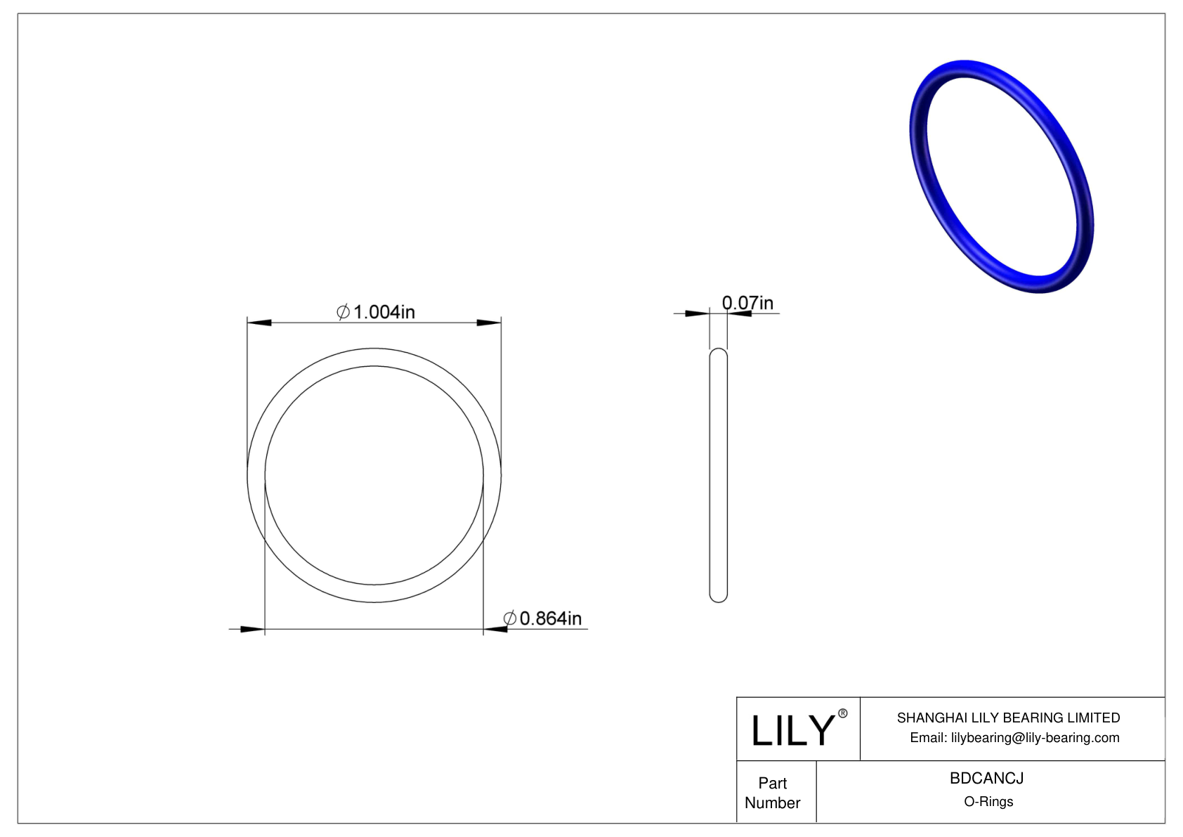 BDCANCJ Chemical Resistant O-rings Round cad drawing