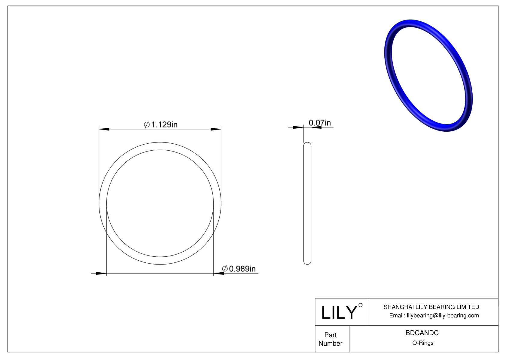 BDCANDC Chemical Resistant O-rings Round cad drawing