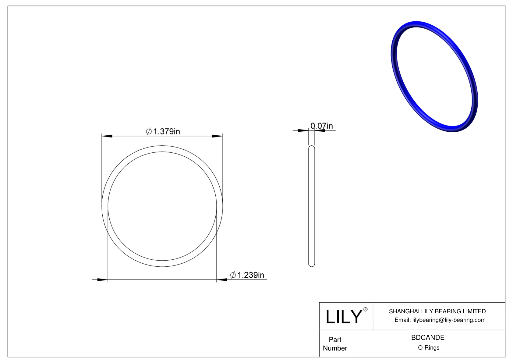 BDCANDE Chemical Resistant O-rings Round cad drawing