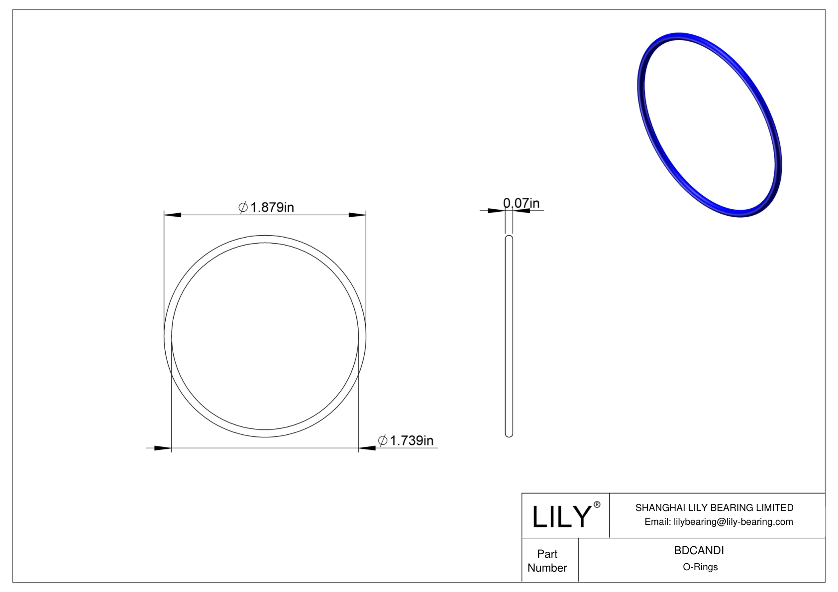 BDCANDI Chemical Resistant O-rings Round cad drawing