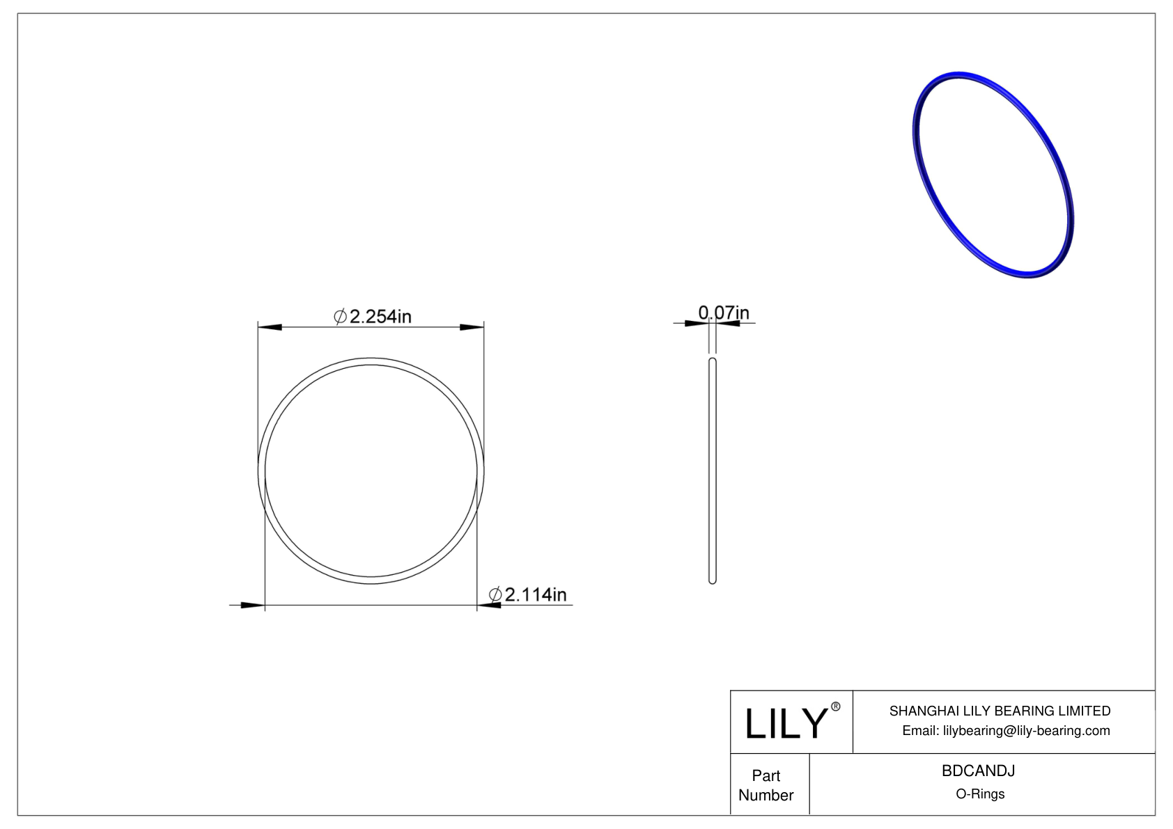 BDCANDJ Chemical Resistant O-rings Round cad drawing