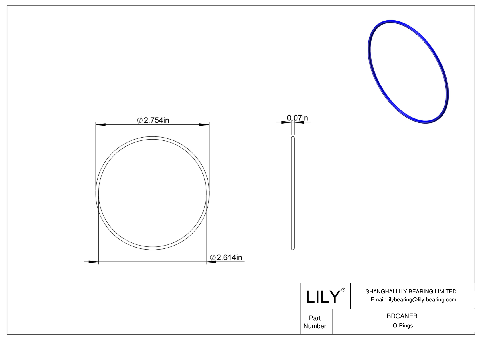 BDCANEB Chemical Resistant O-rings Round cad drawing