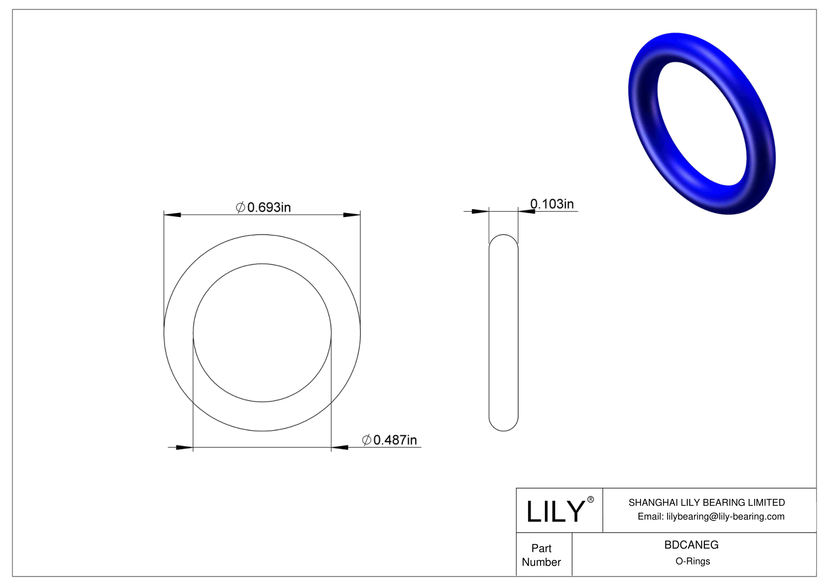 BDCANEG Chemical Resistant O-rings Round cad drawing