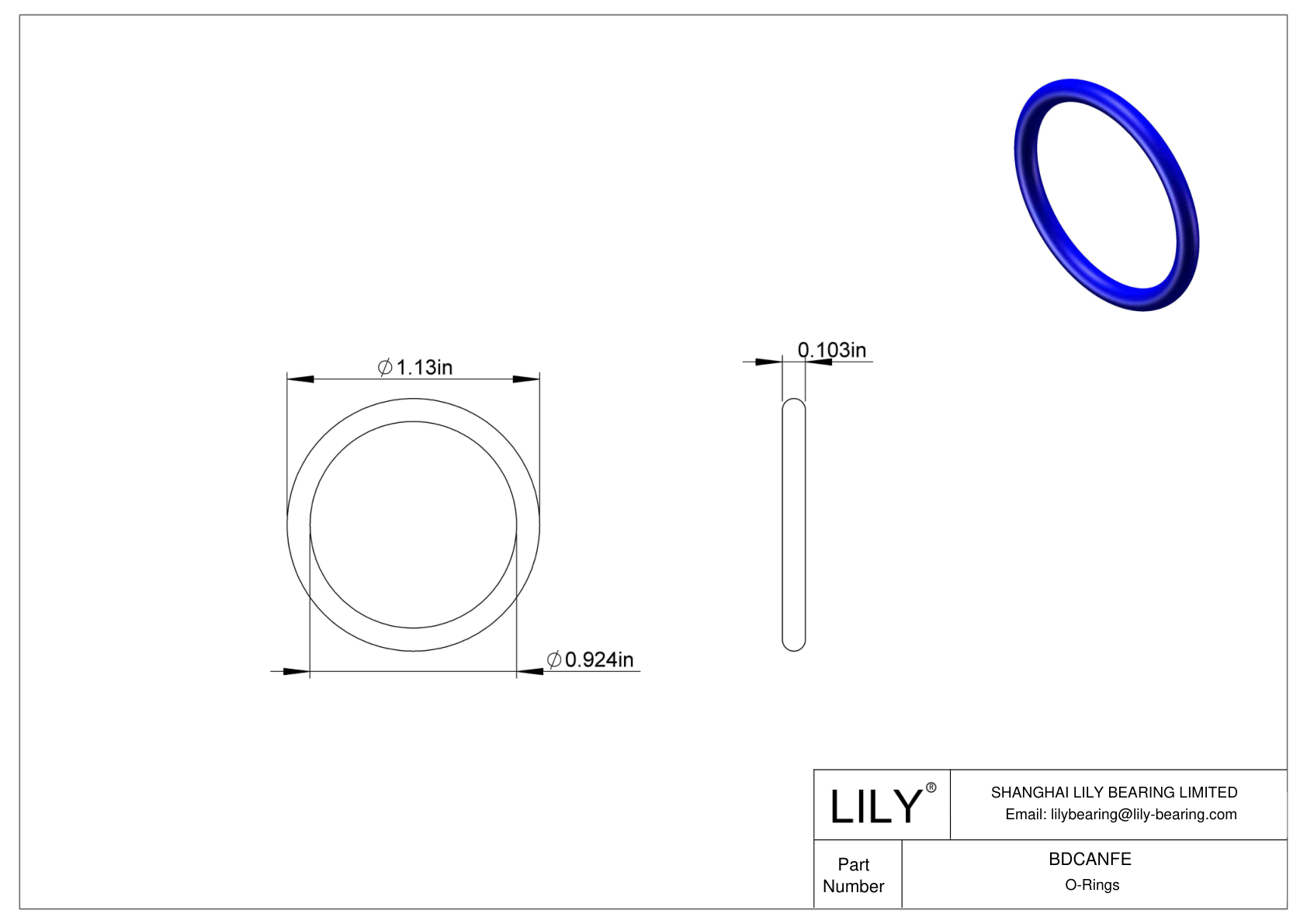 BDCANFE Chemical Resistant O-rings Round cad drawing