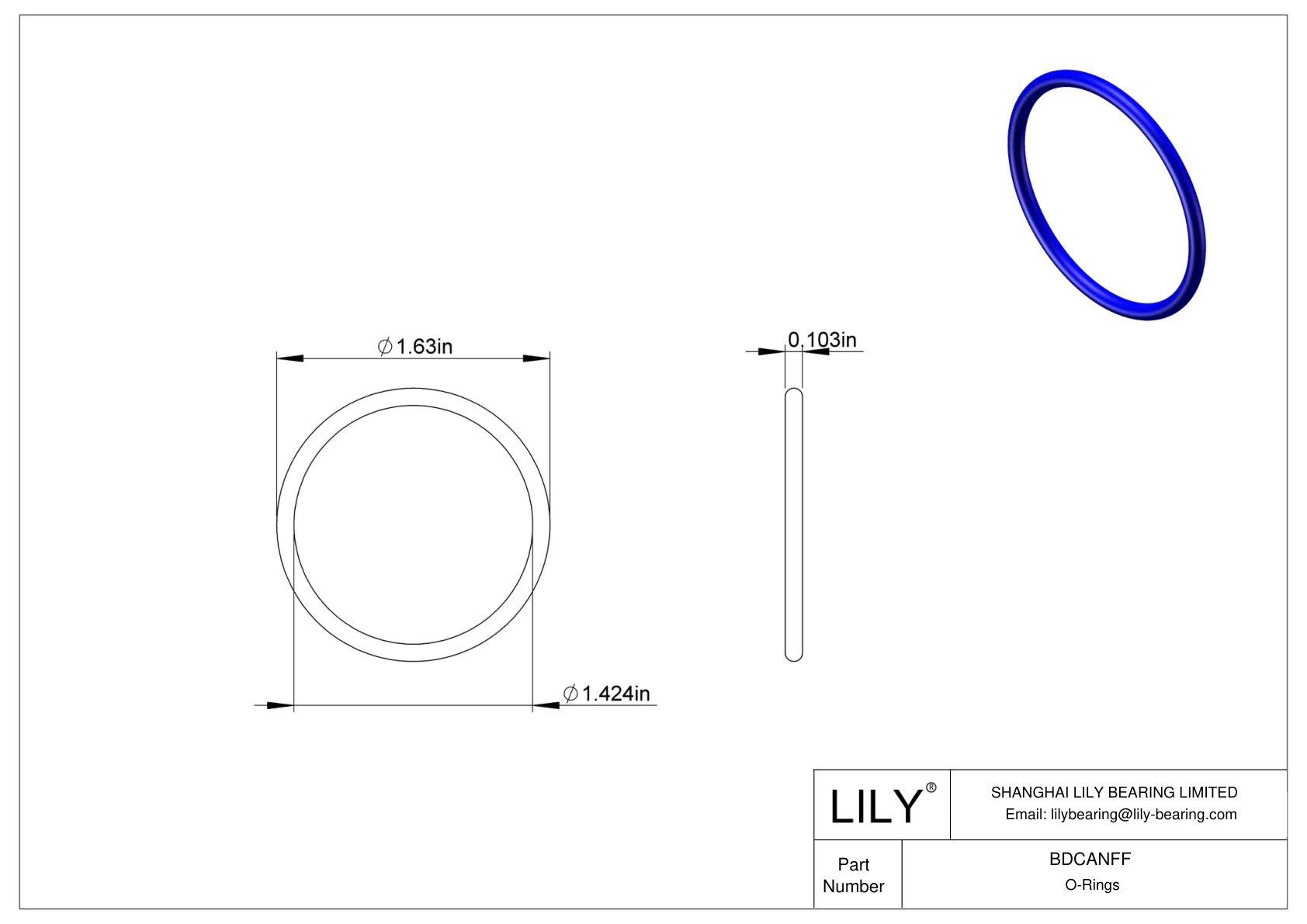 BDCANFF 圆形耐化学性 O 形圈 cad drawing