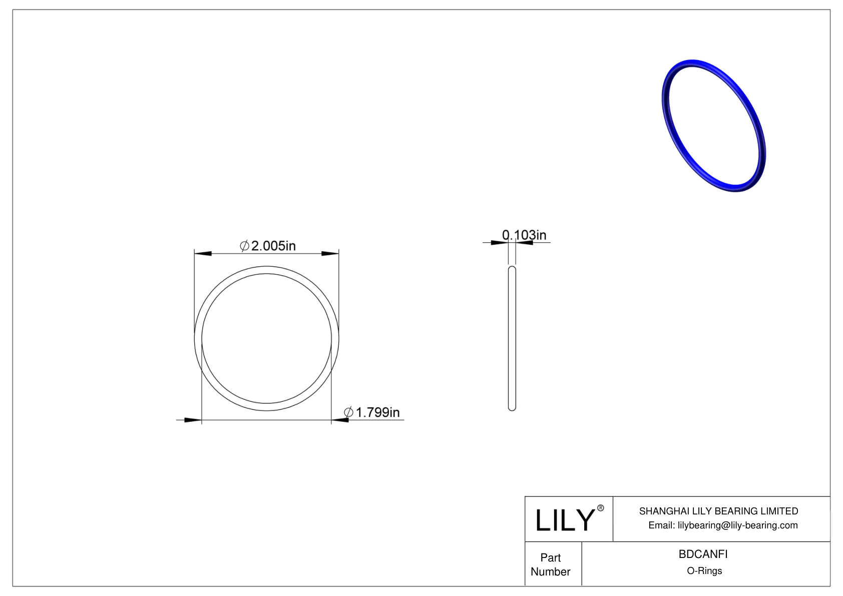 BDCANFI Chemical Resistant O-rings Round cad drawing