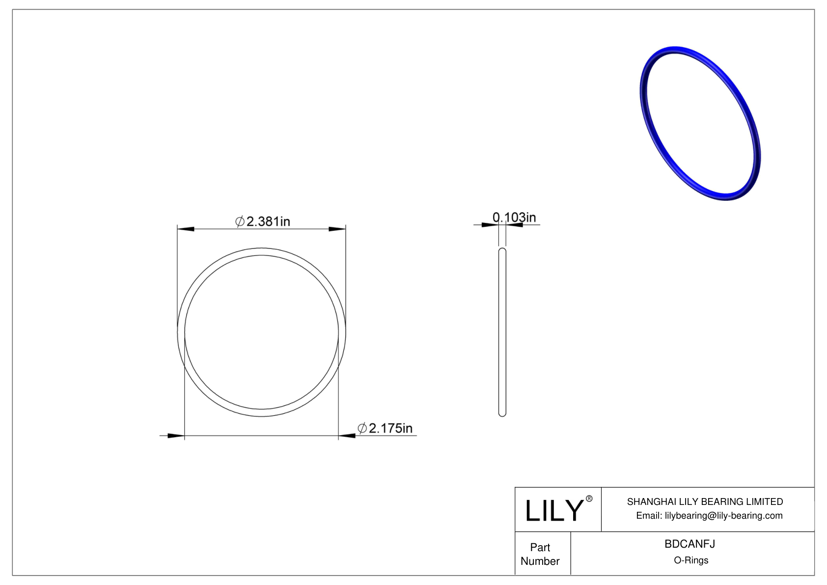 BDCANFJ Chemical Resistant O-rings Round cad drawing