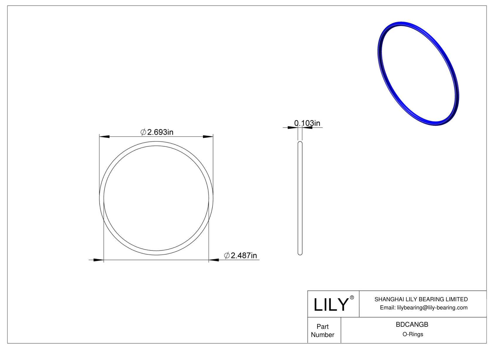 BDCANGB Chemical Resistant O-rings Round cad drawing