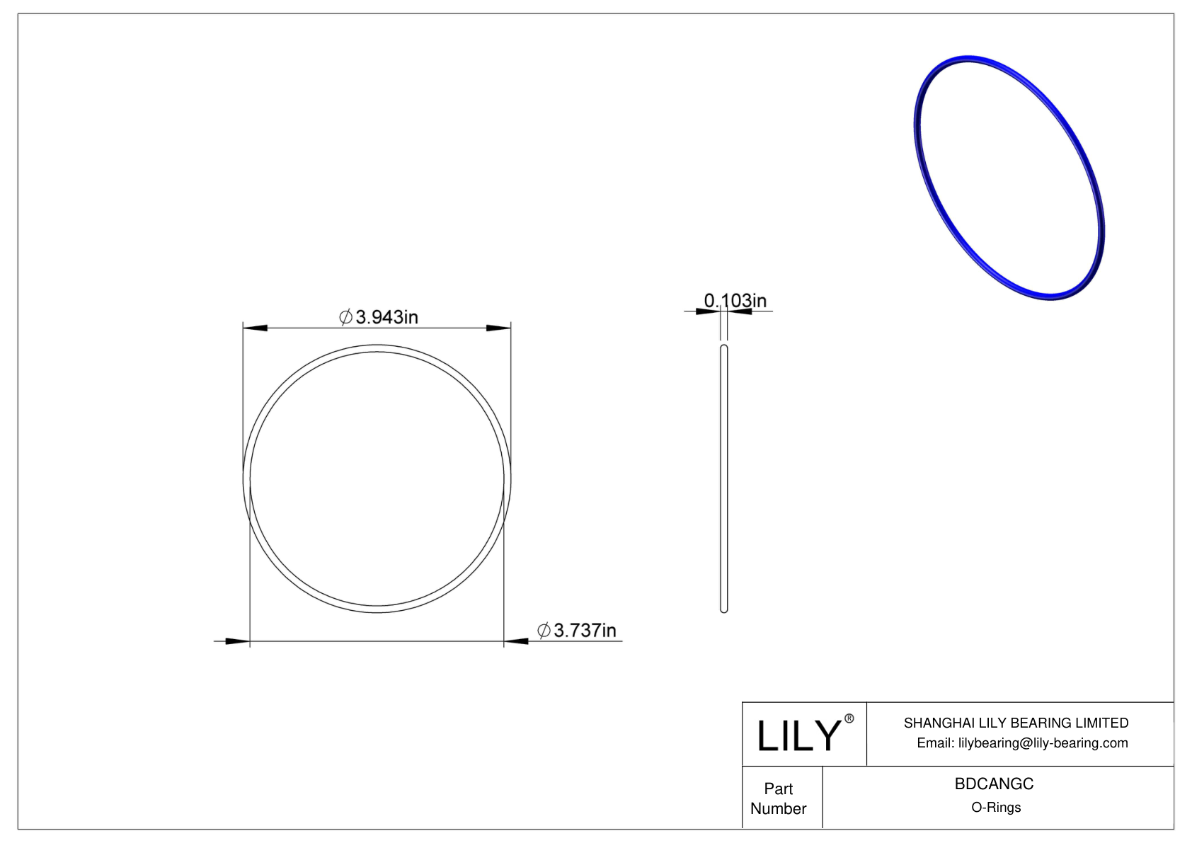 BDCANGC Chemical Resistant O-rings Round cad drawing