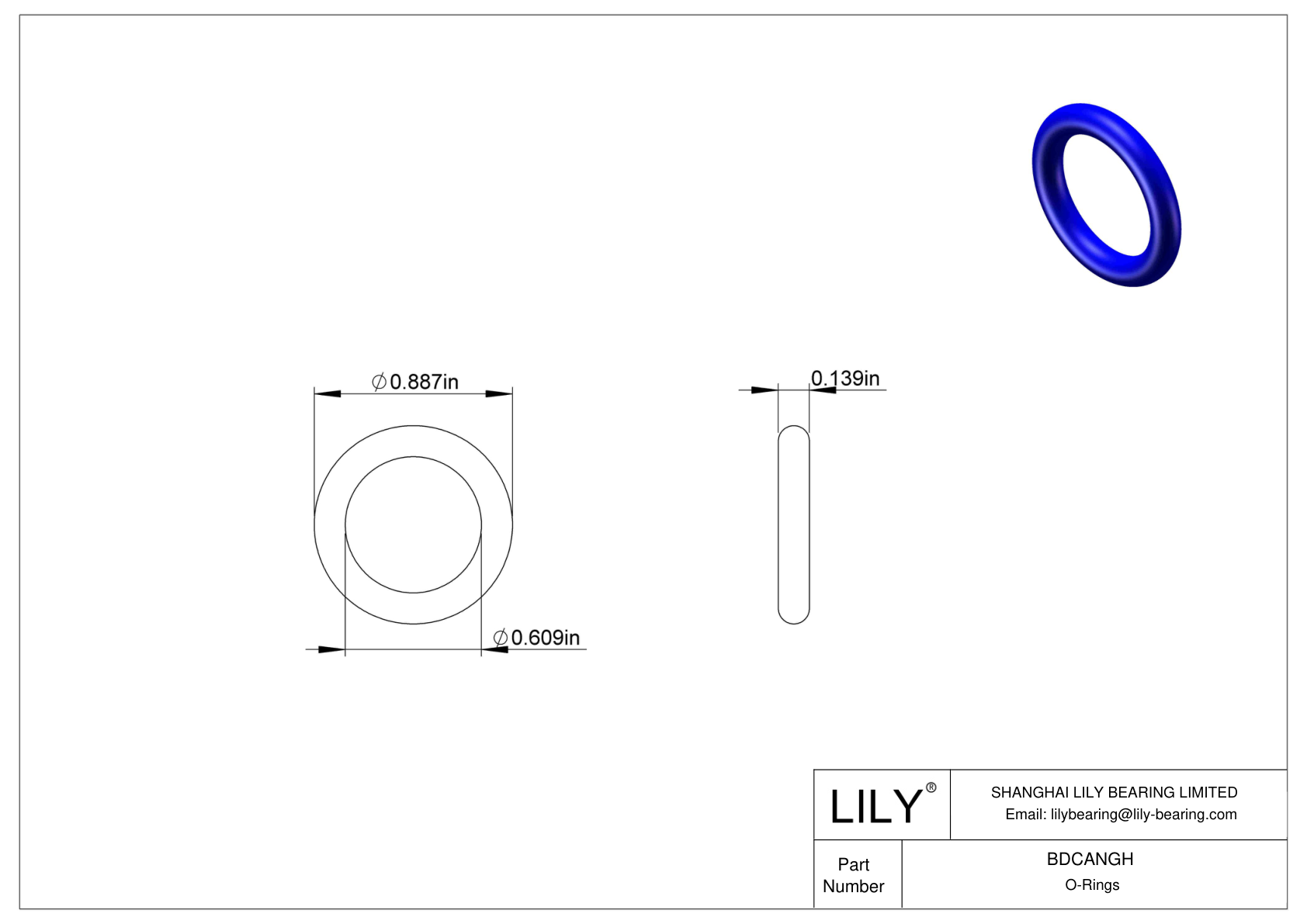 BDCANGH Chemical Resistant O-rings Round cad drawing