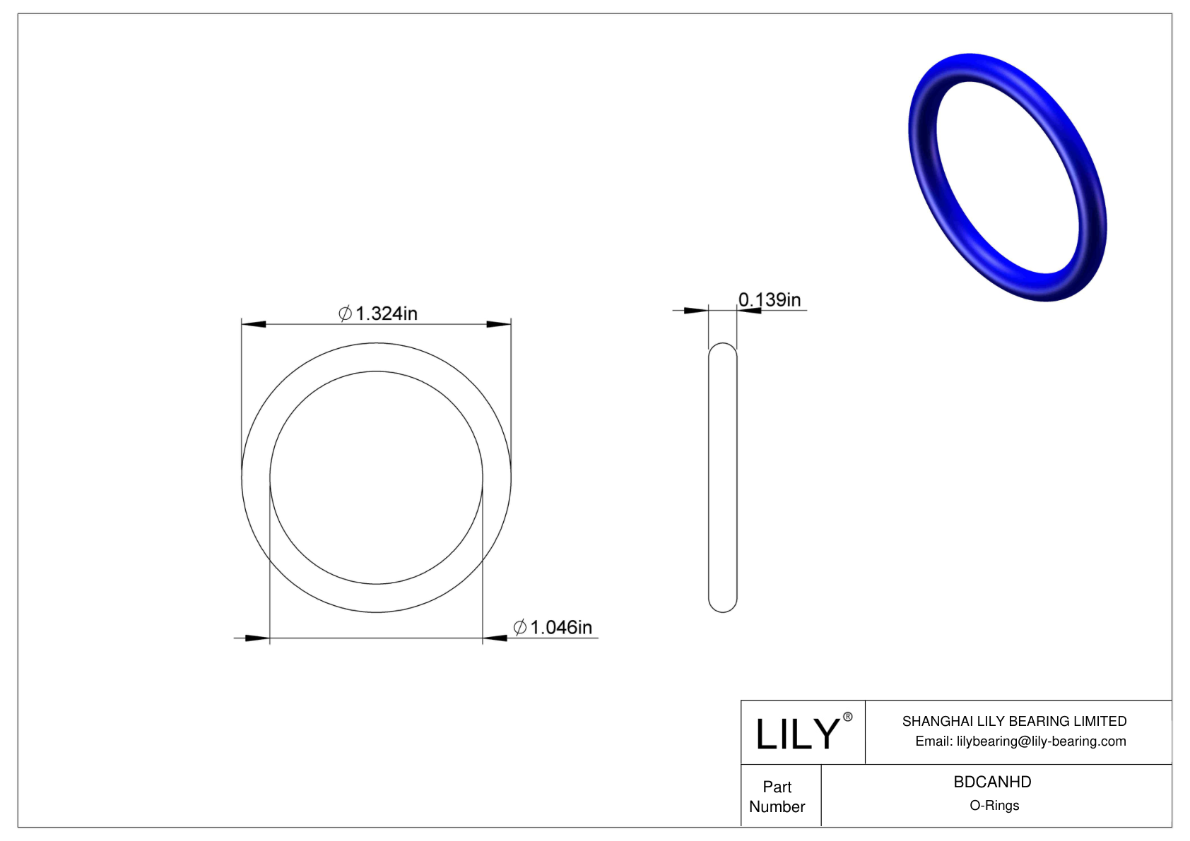 BDCANHD Chemical Resistant O-rings Round cad drawing