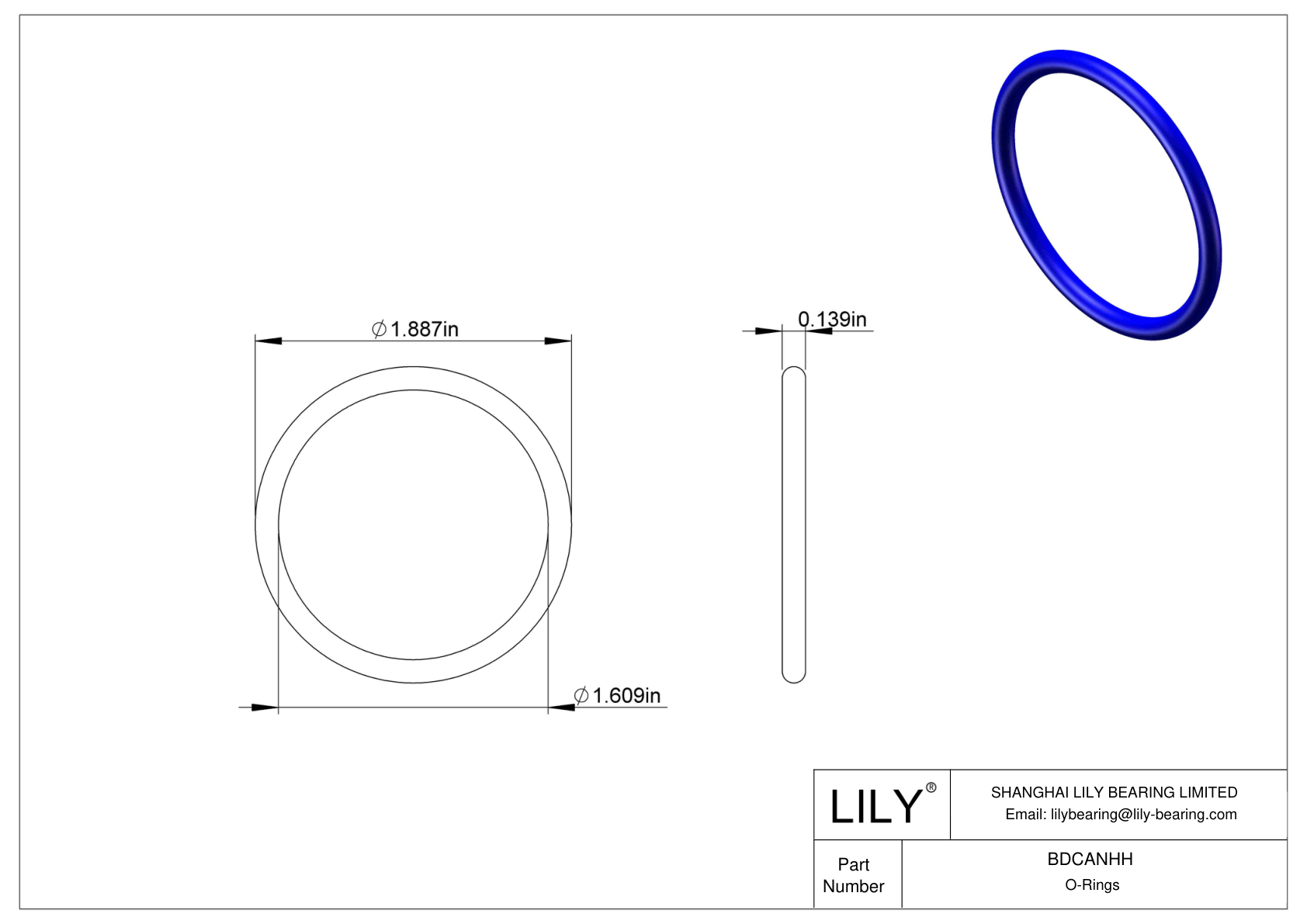 BDCANHH Chemical Resistant O-rings Round cad drawing