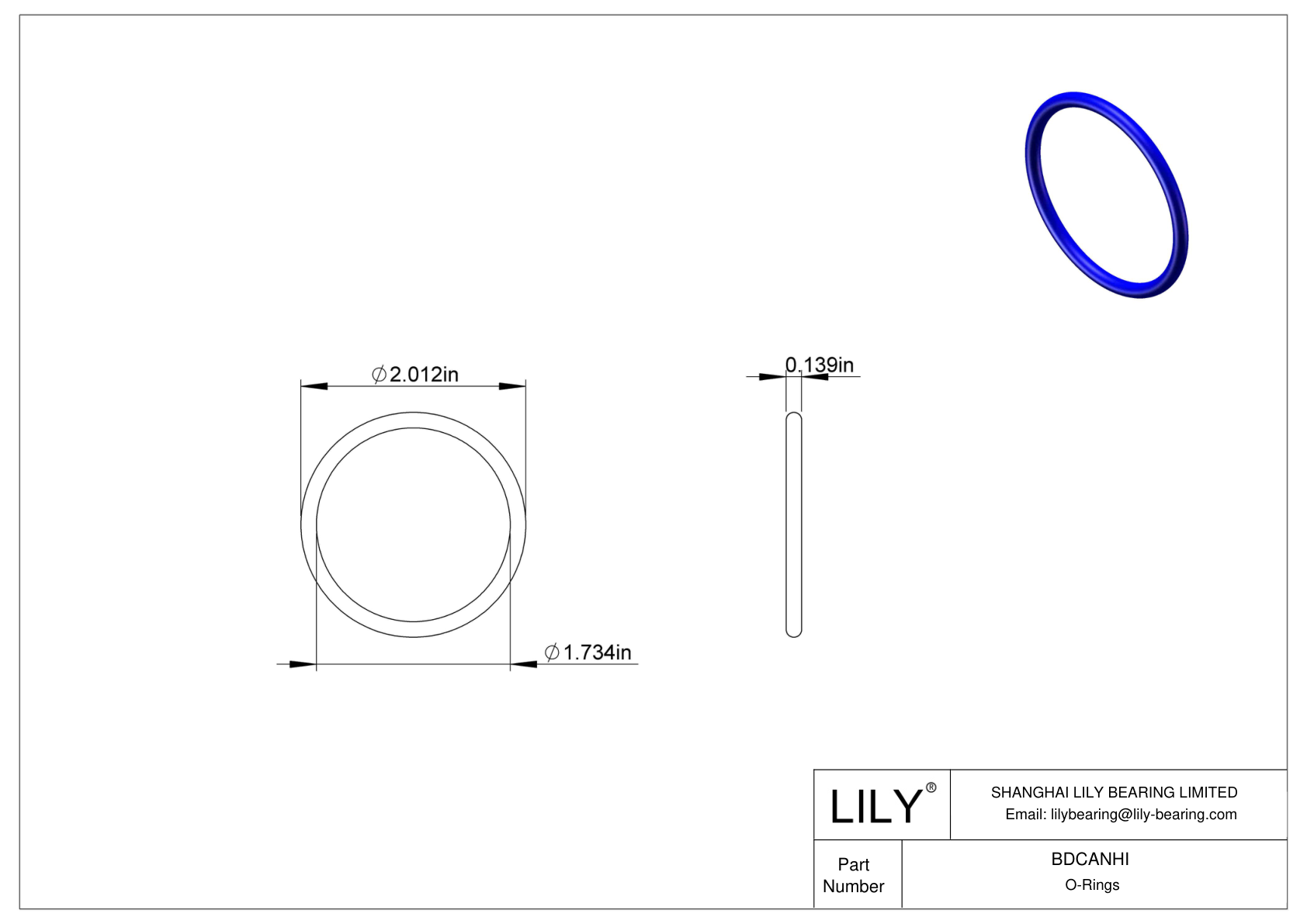 BDCANHI 圆形耐化学性 O 形圈 cad drawing