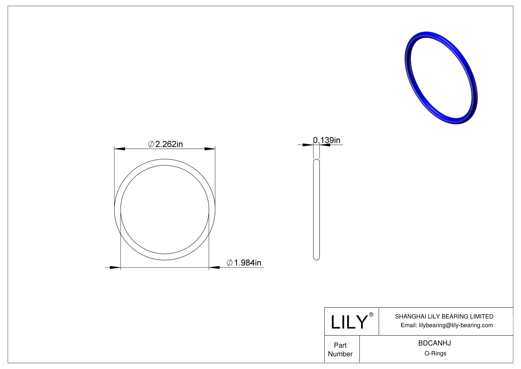 BDCANHJ Juntas tóricas redondas resistentes a productos químicos cad drawing