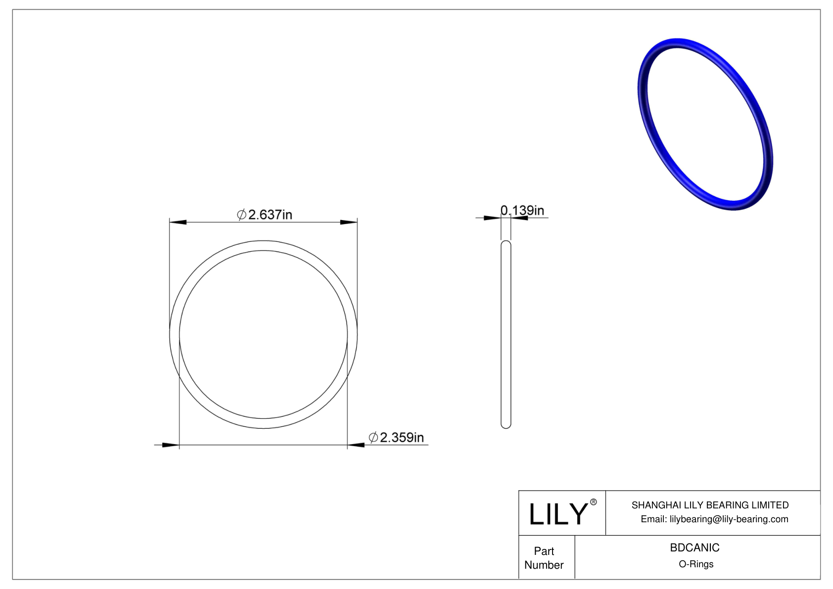 BDCANIC Chemical Resistant O-rings Round cad drawing