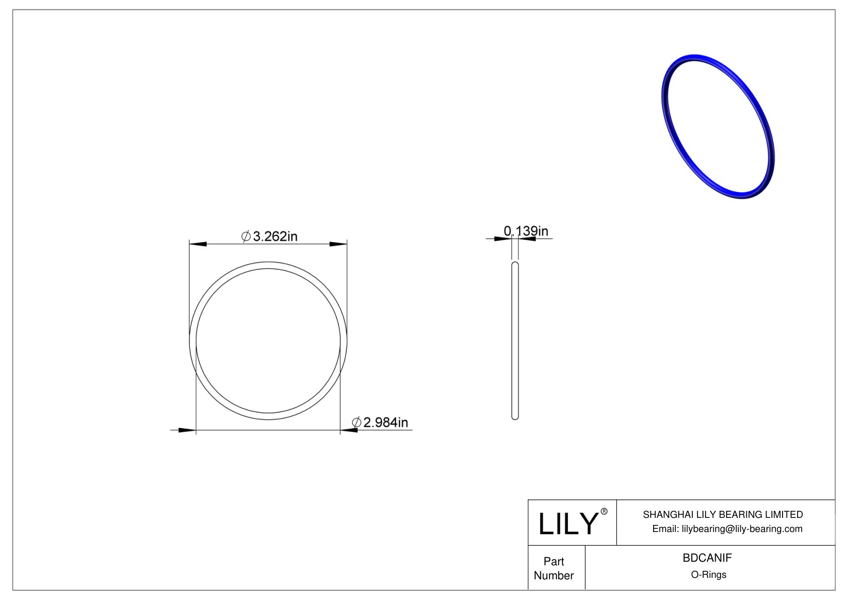 BDCANIF Chemical Resistant O-rings Round cad drawing