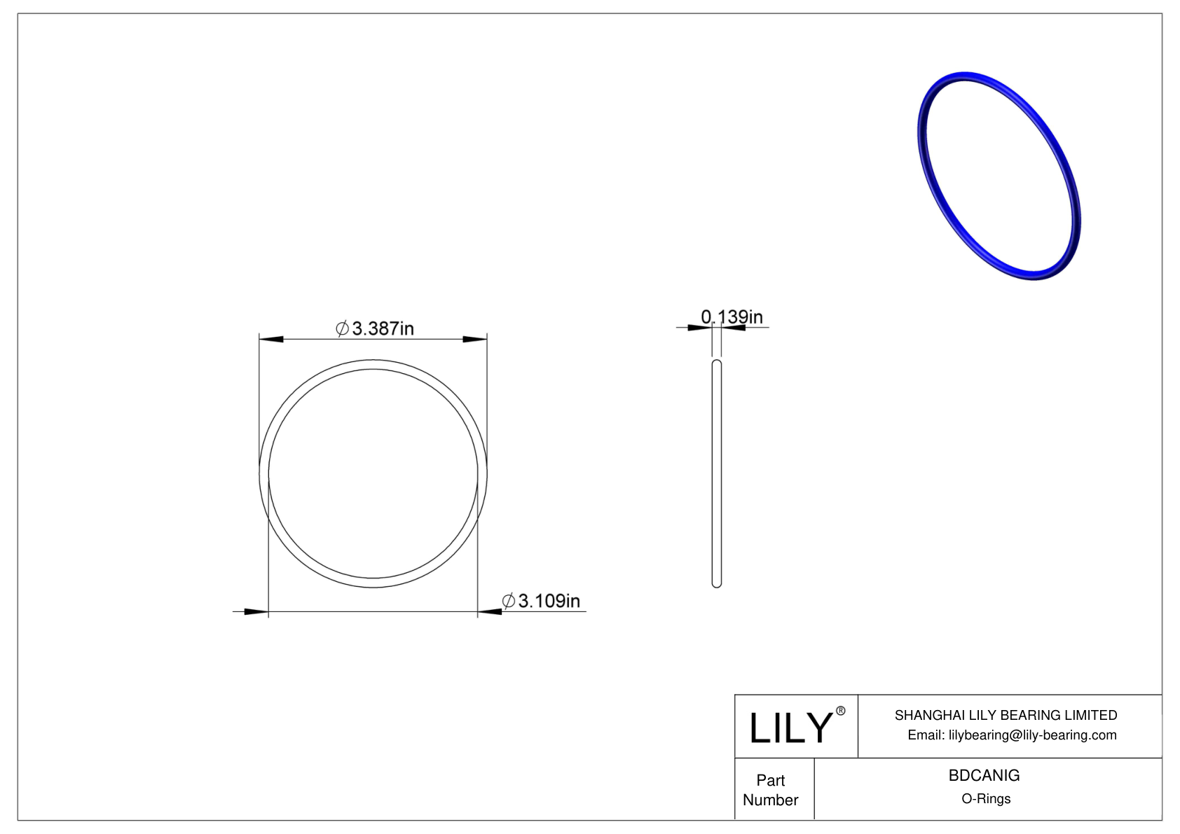 BDCANIG 圆形耐化学性 O 形圈 cad drawing