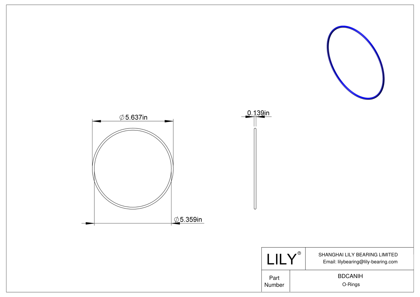 BDCANIH Chemical Resistant O-rings Round cad drawing