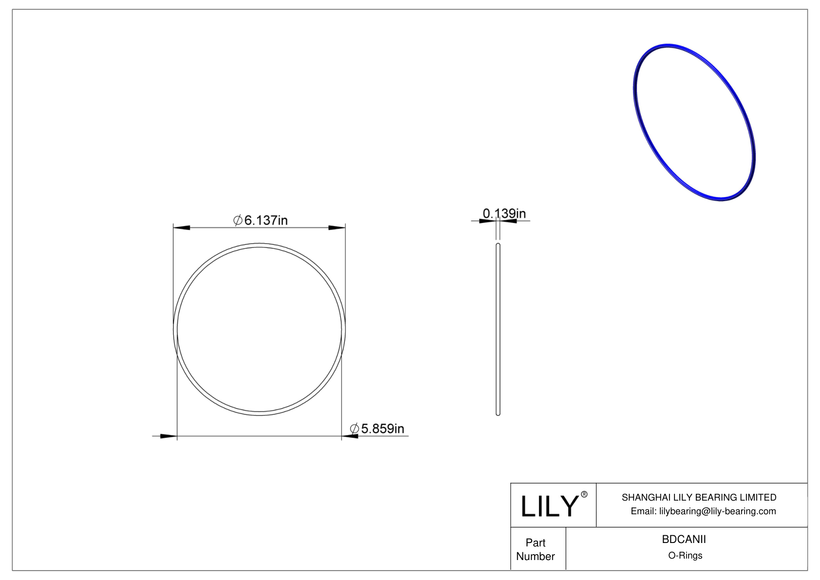 BDCANII Chemical Resistant O-rings Round cad drawing