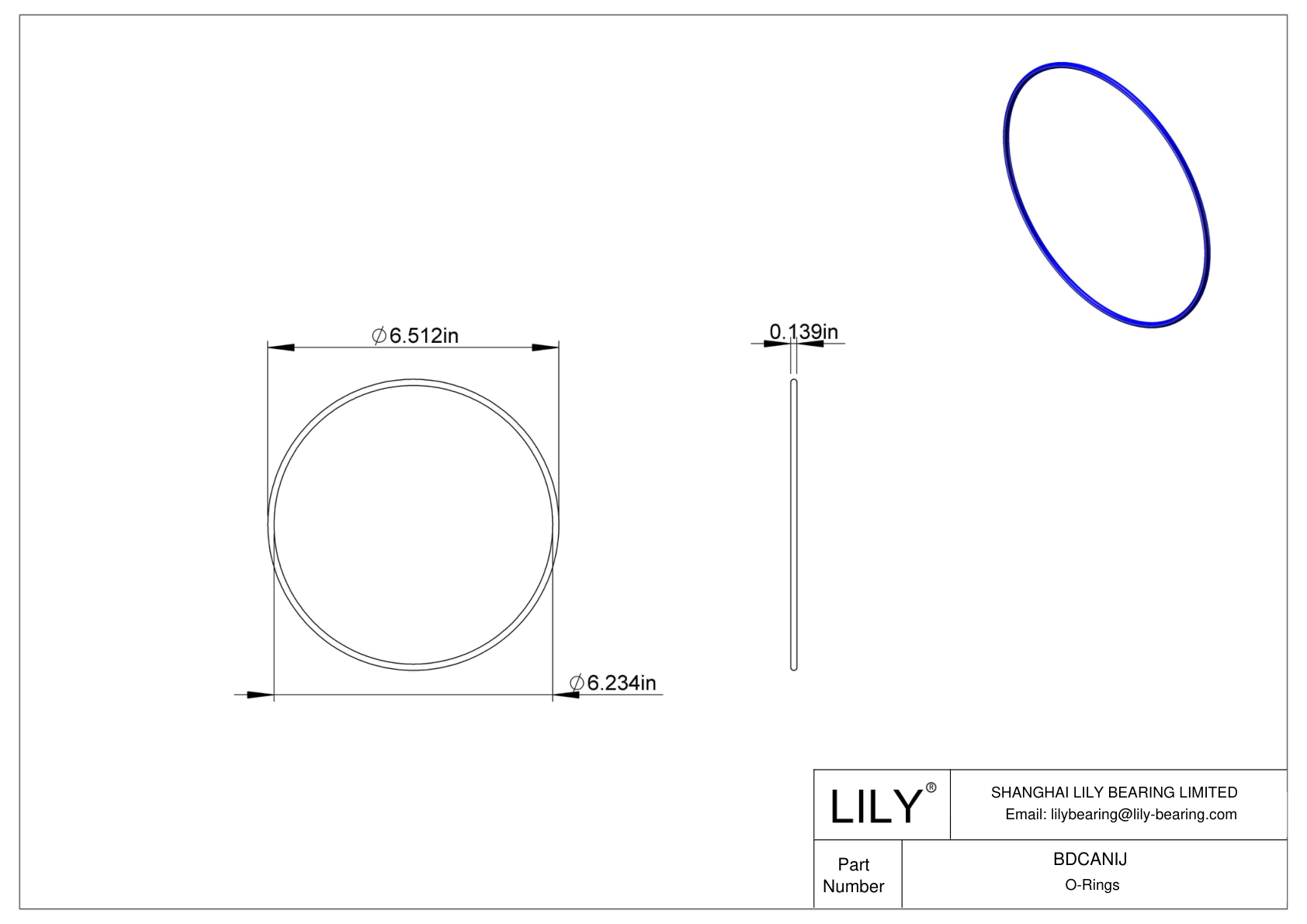 BDCANIJ Chemical Resistant O-rings Round cad drawing